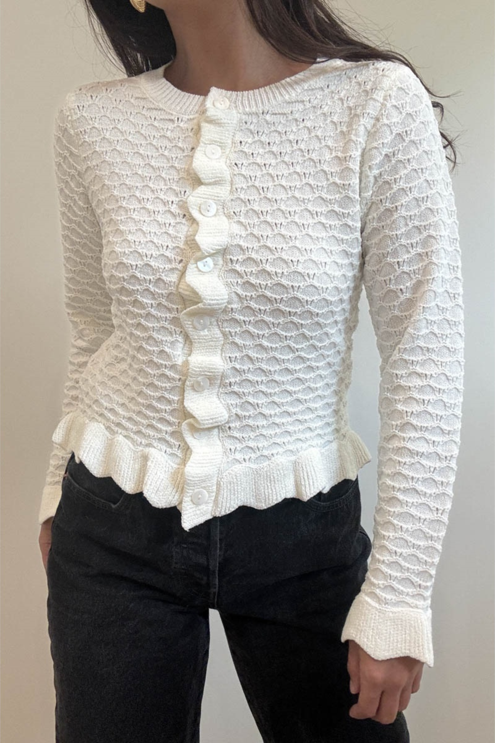 Pointelle Knit Cardigan
