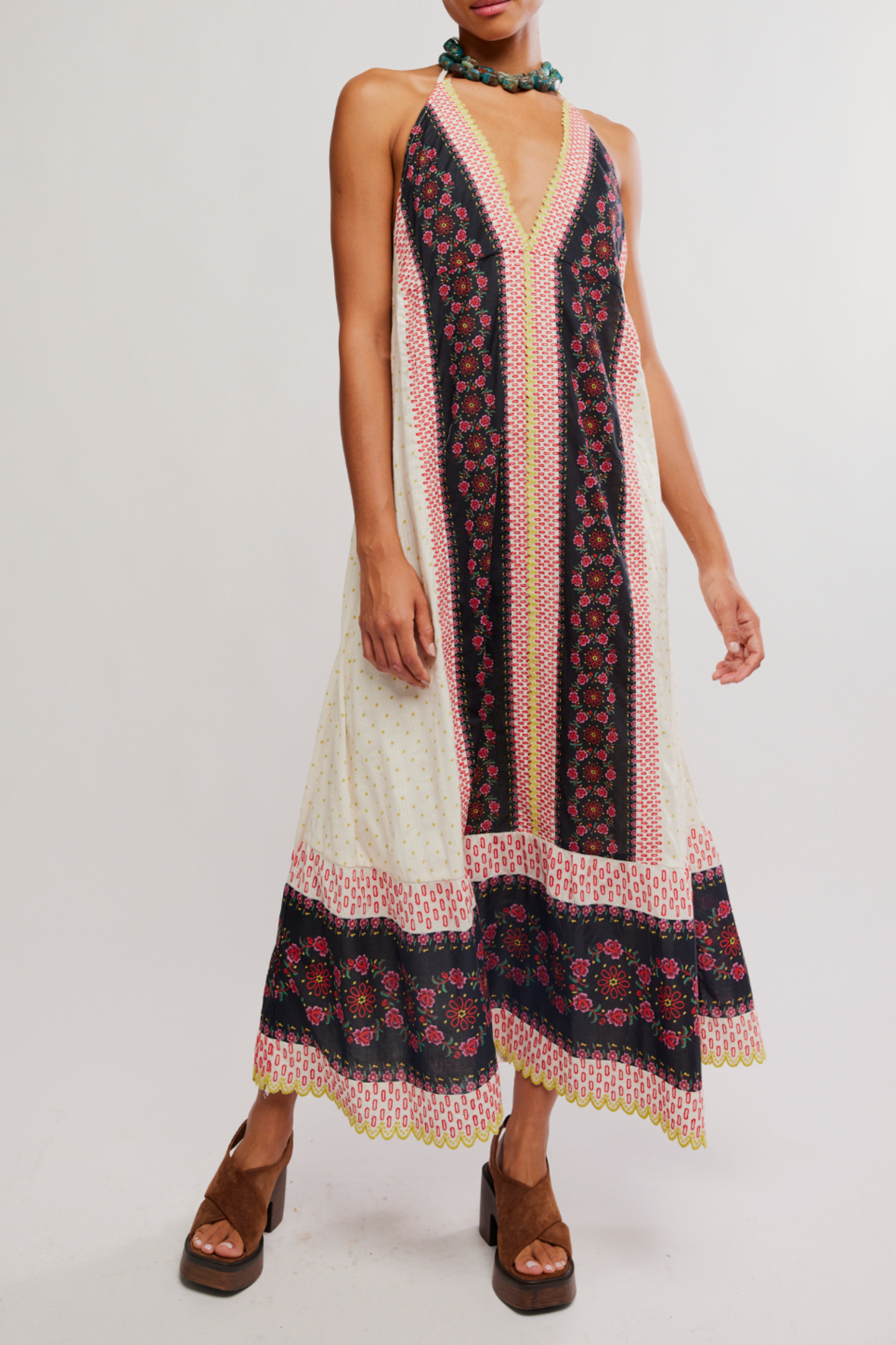 Free People Cubana Maxi Dress - Ivory Combo