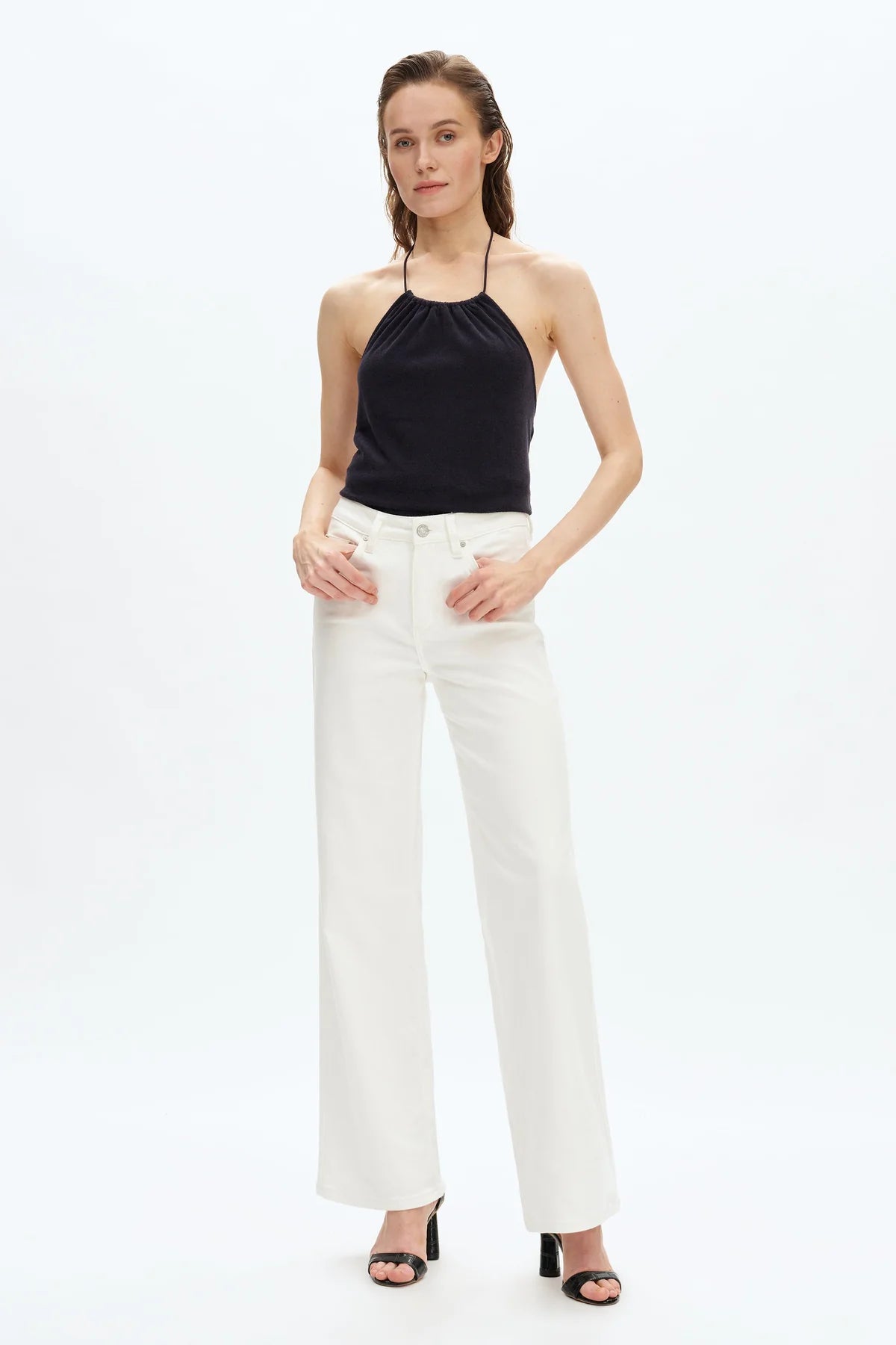 Maeve Mid Rise Straight Leg Jeans - White