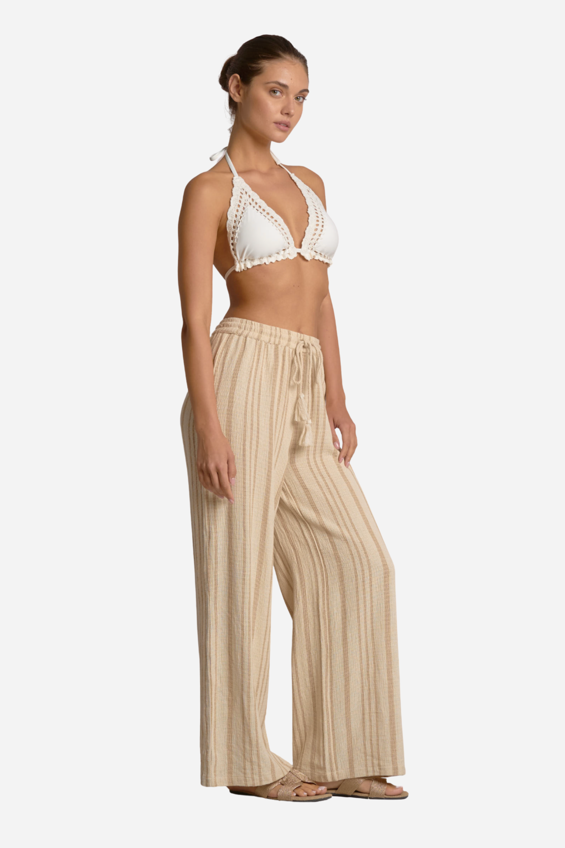 Striped Drawstring Flowy Pants