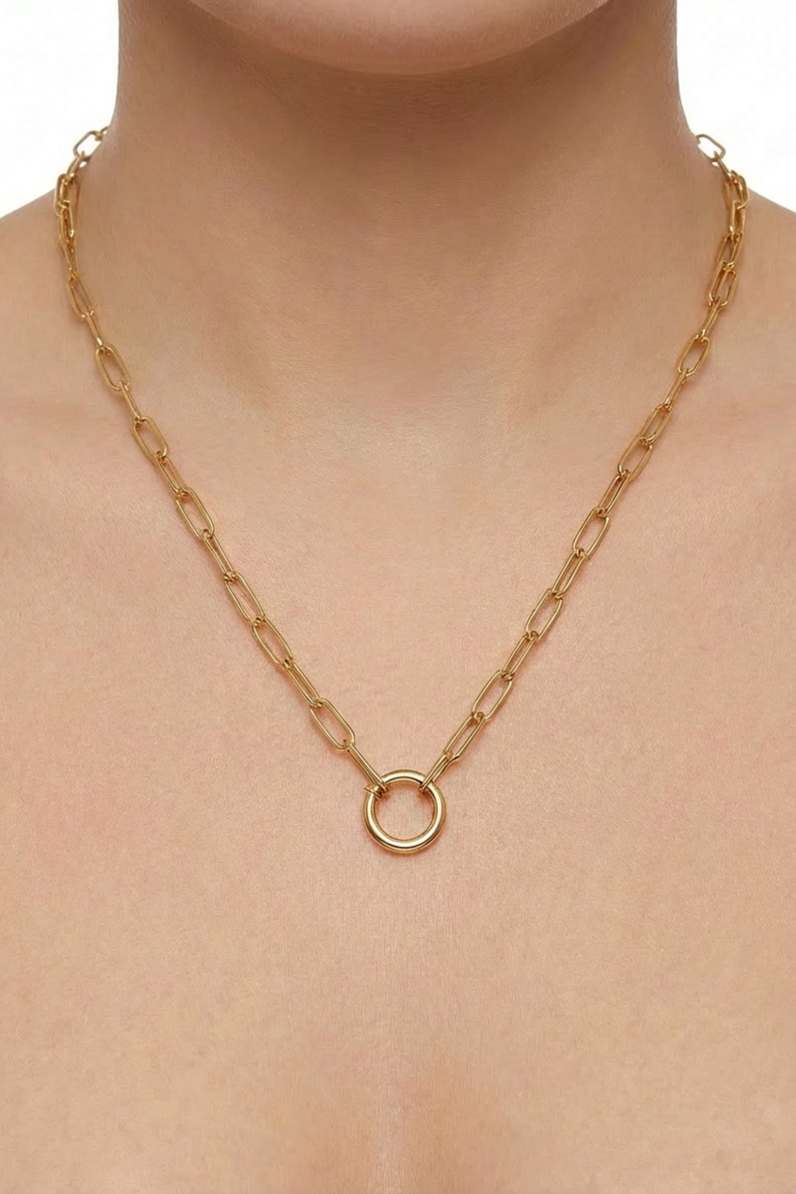 18K Paperclip Charm Clasp Necklace