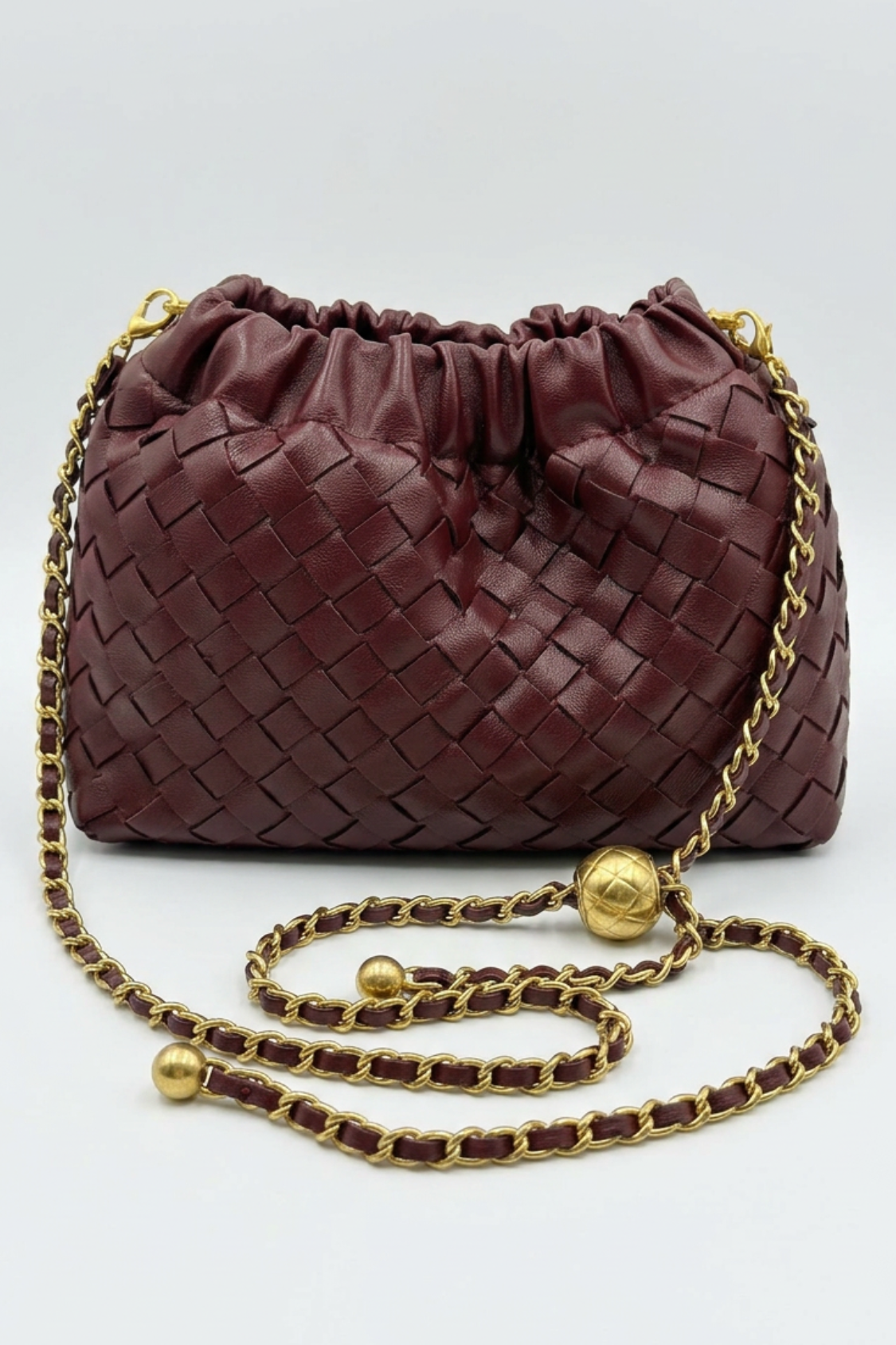 Cloud Woven Shoulder Bag - Wine