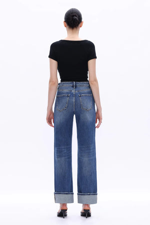 High Rise Straight Leg Jeans - Retro Dark Blue