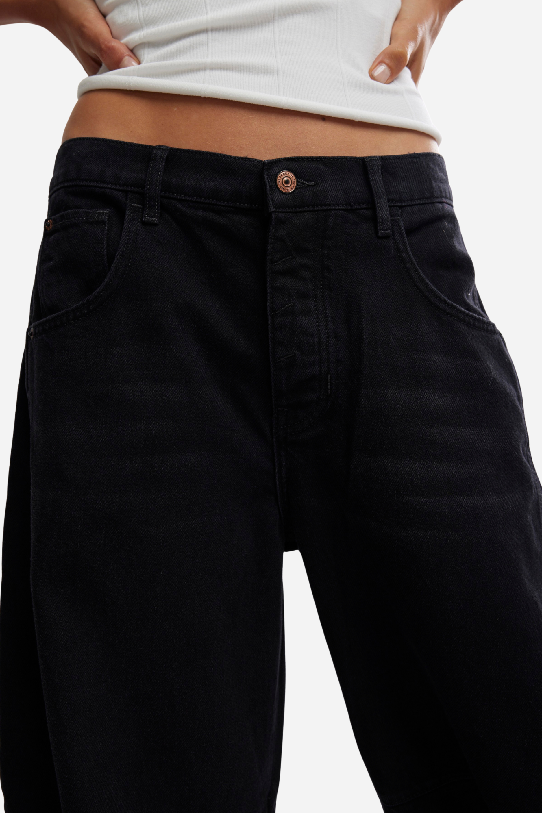 Free People Good Luck Mid Rise Barrel Jeans - Soundwave