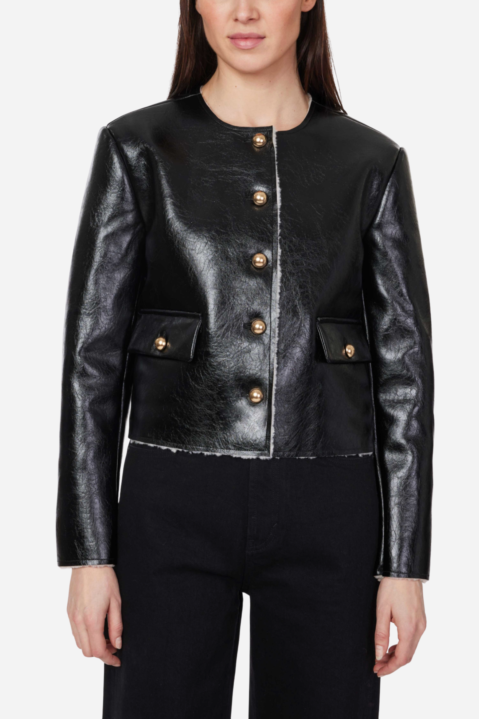 Leather Shearling Jacket - Black