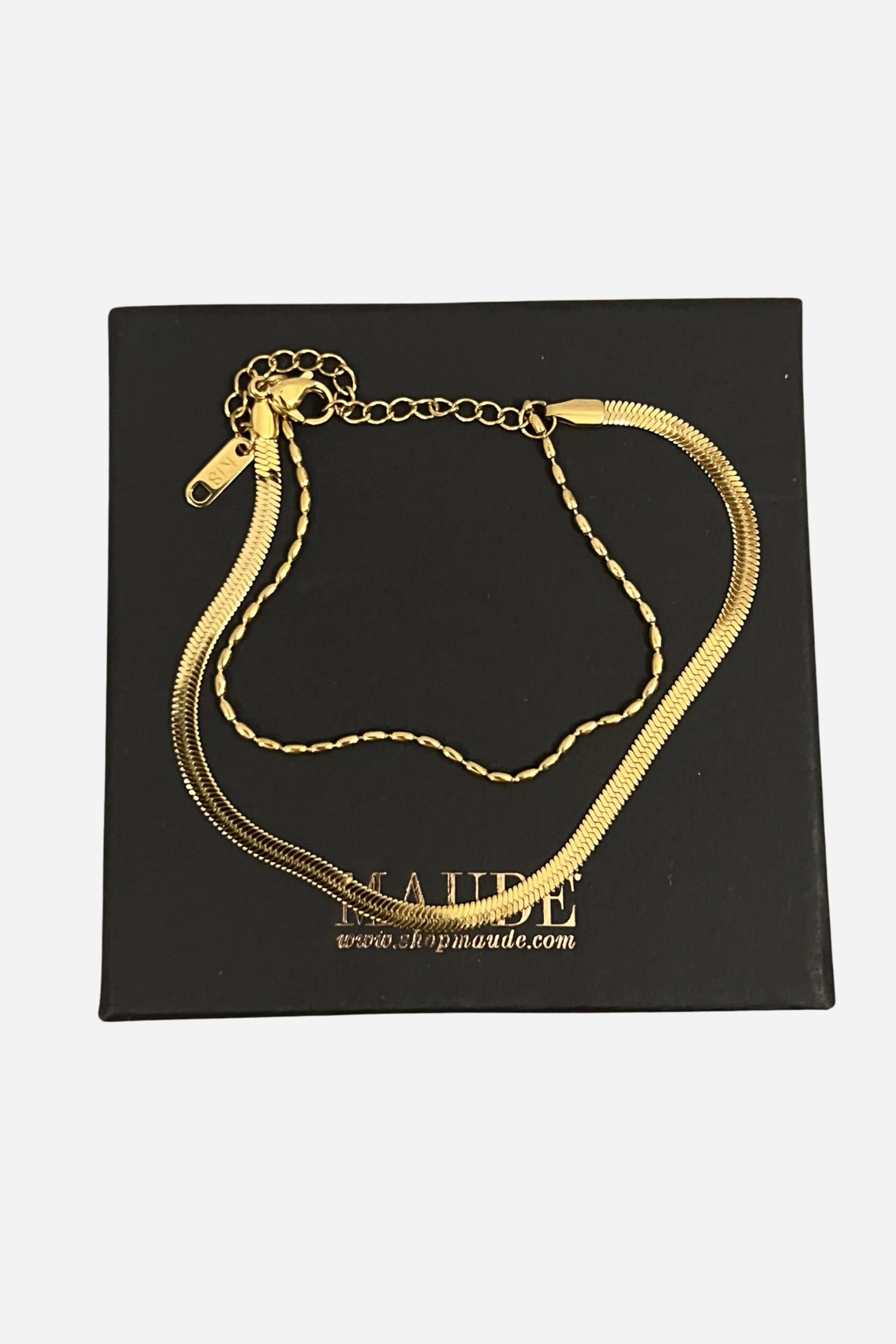 18K Double Stranded Beaded Gold Bracelet