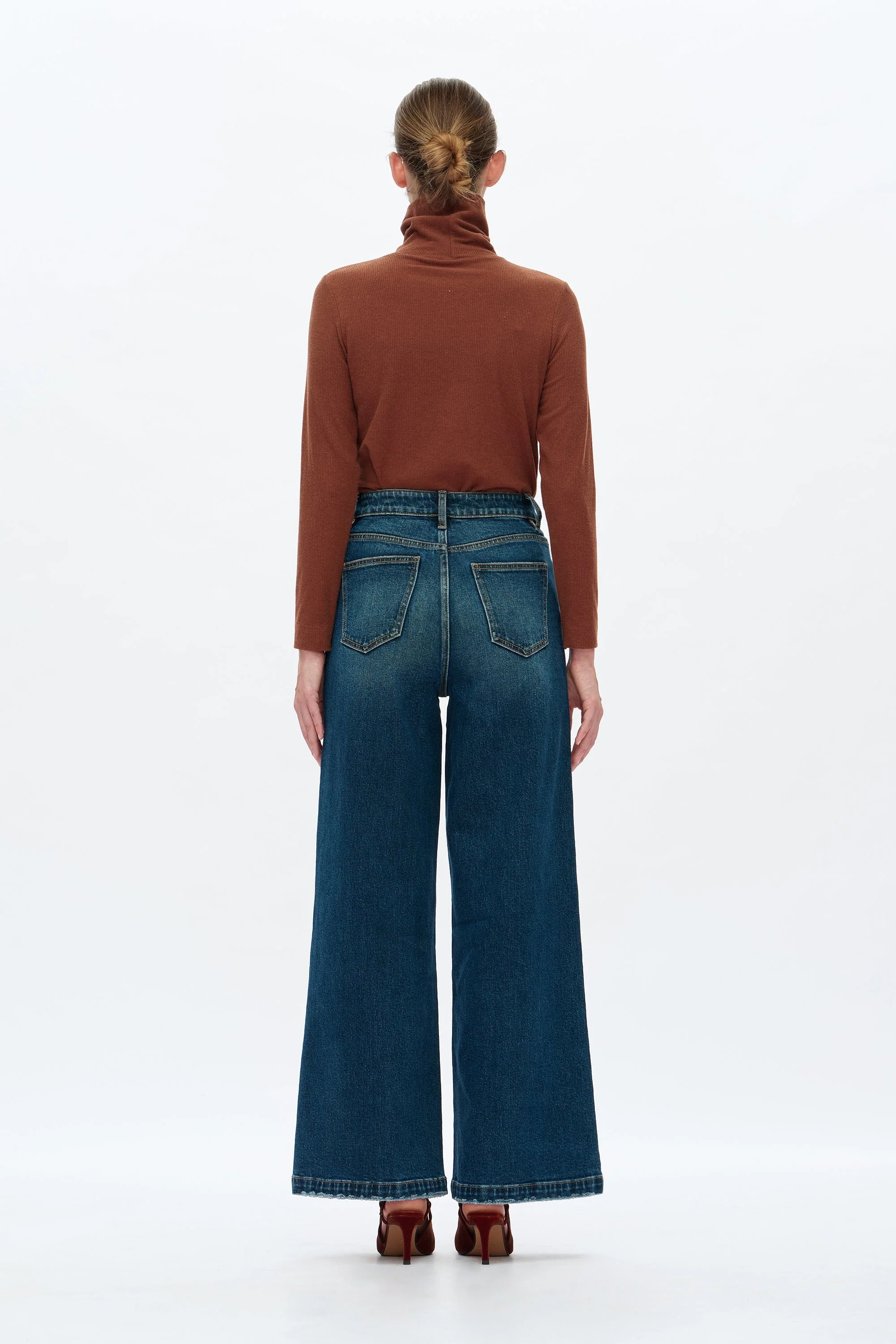 Mid Rise Wide Leg Jeans - Vintage Dark Blue