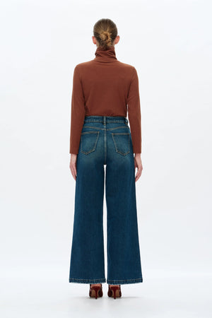 Mid Rise Wide Leg Jeans - Vintage Dark Blue