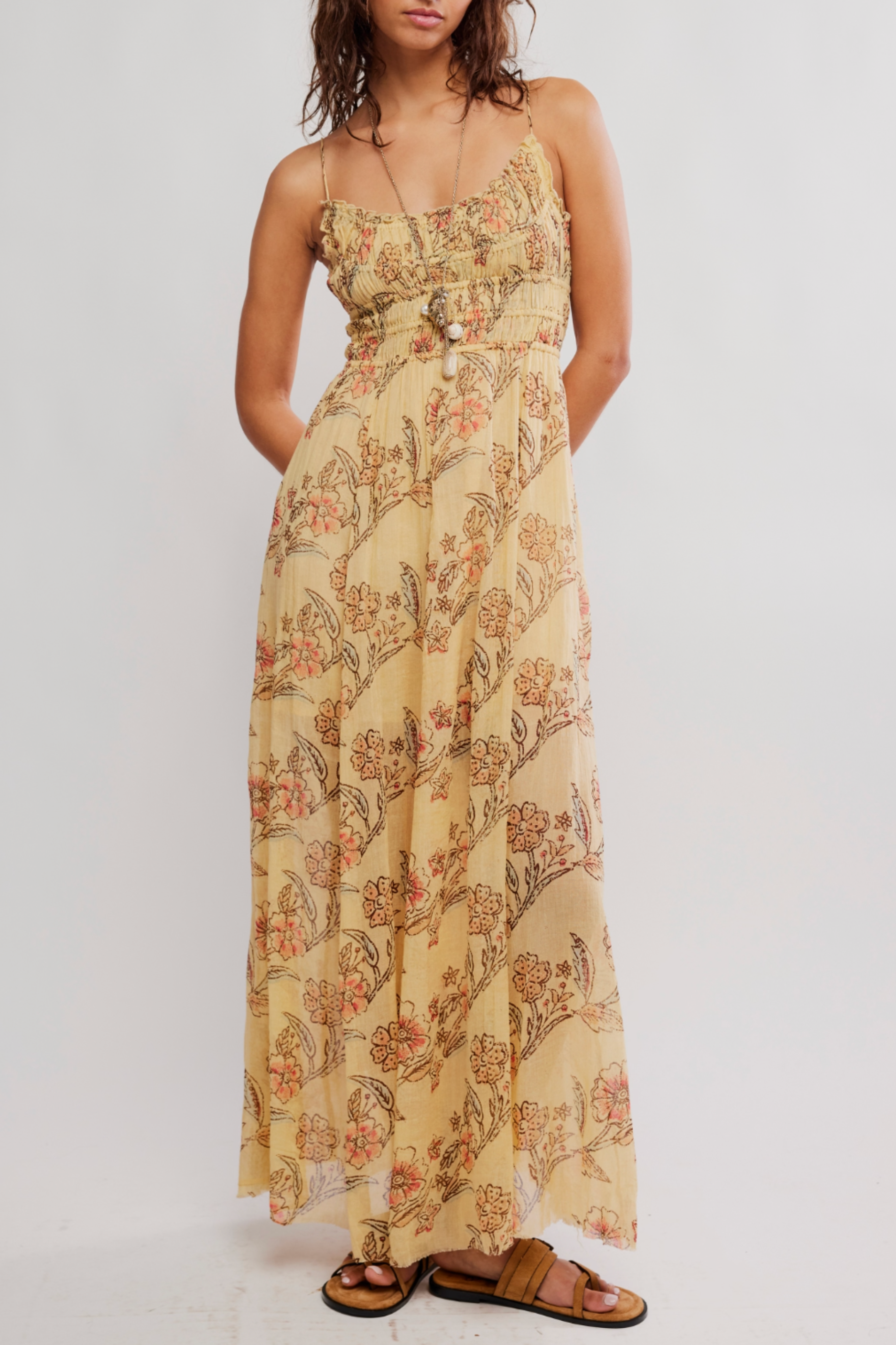 Free People Ciella Printed Maxi Dress - Vanilla Custard