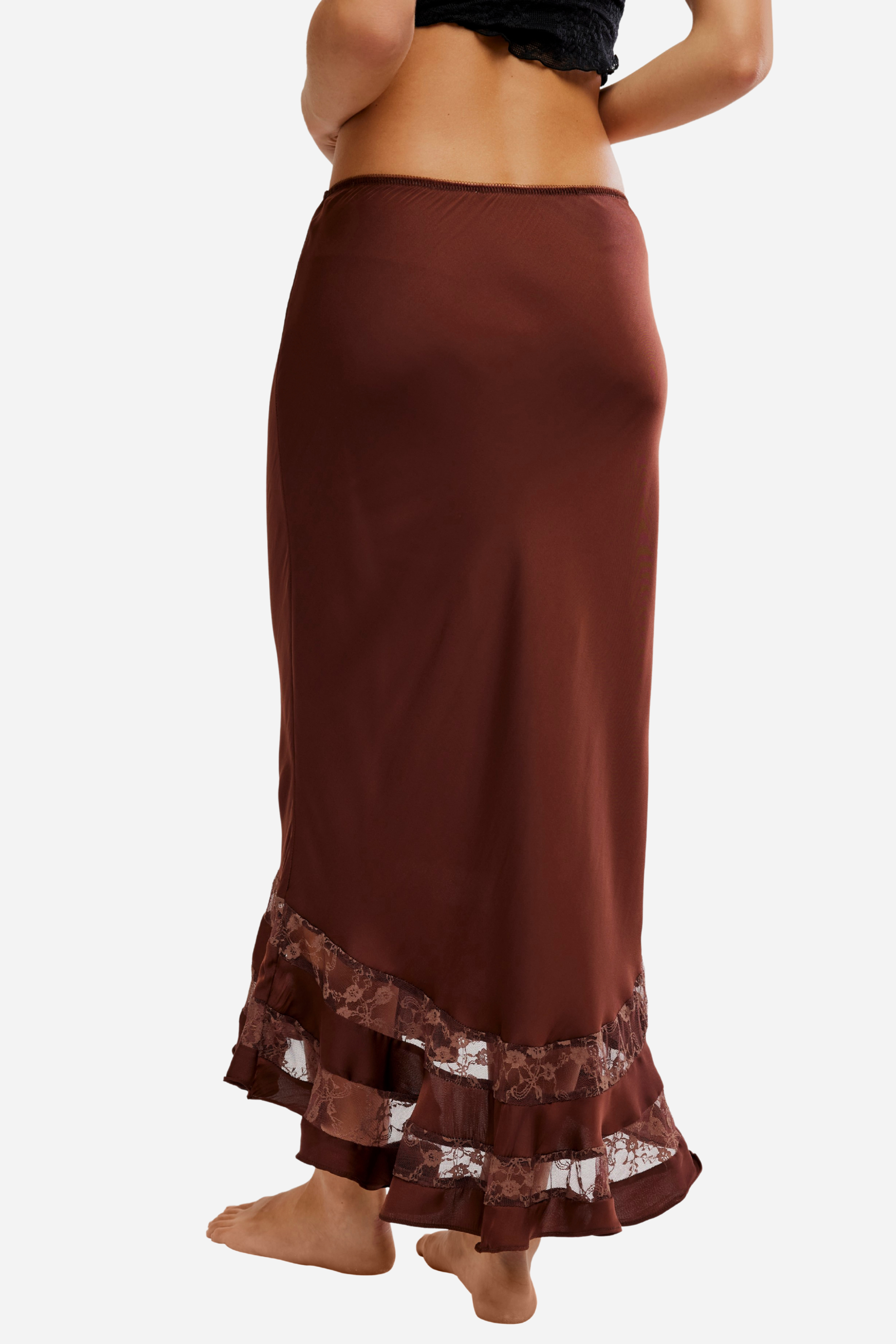 Free People - Long Lost Lover Slip Skirt - Spiced Chocolate