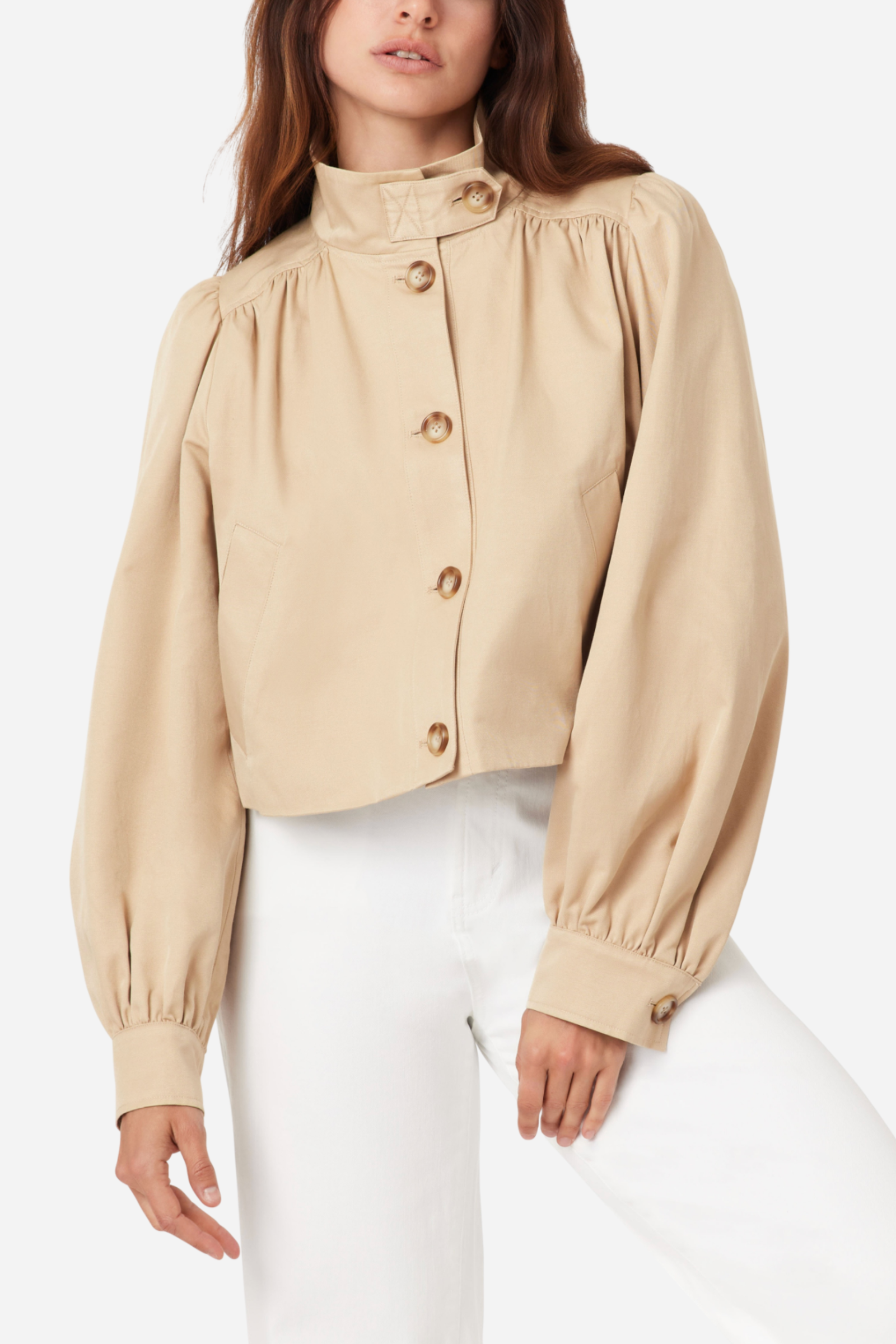 Cropped Trench Jacket - Tan