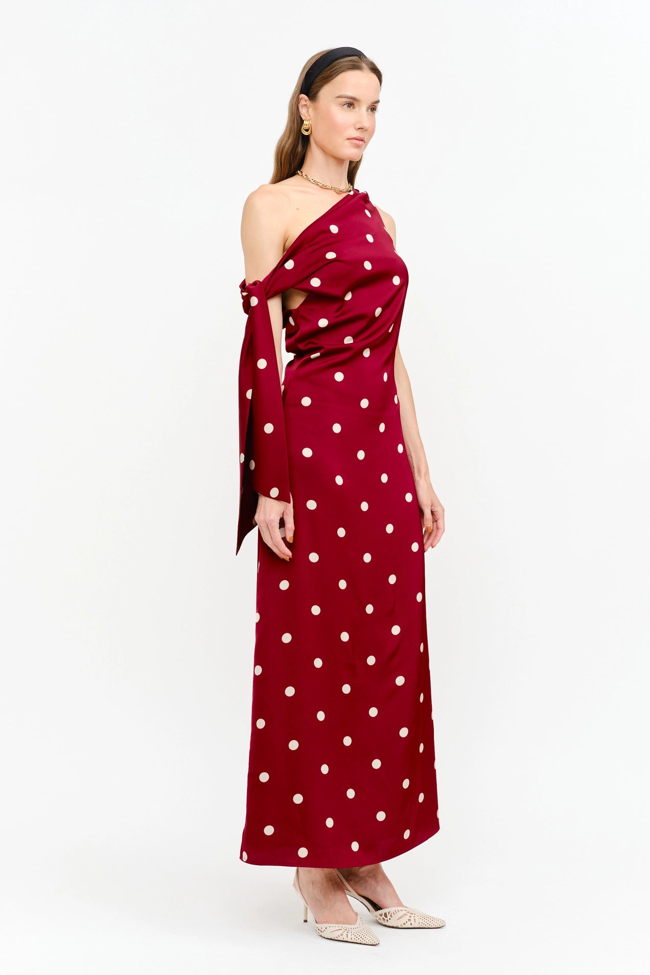 Remie Maxi Dress - Wine Polka Dot