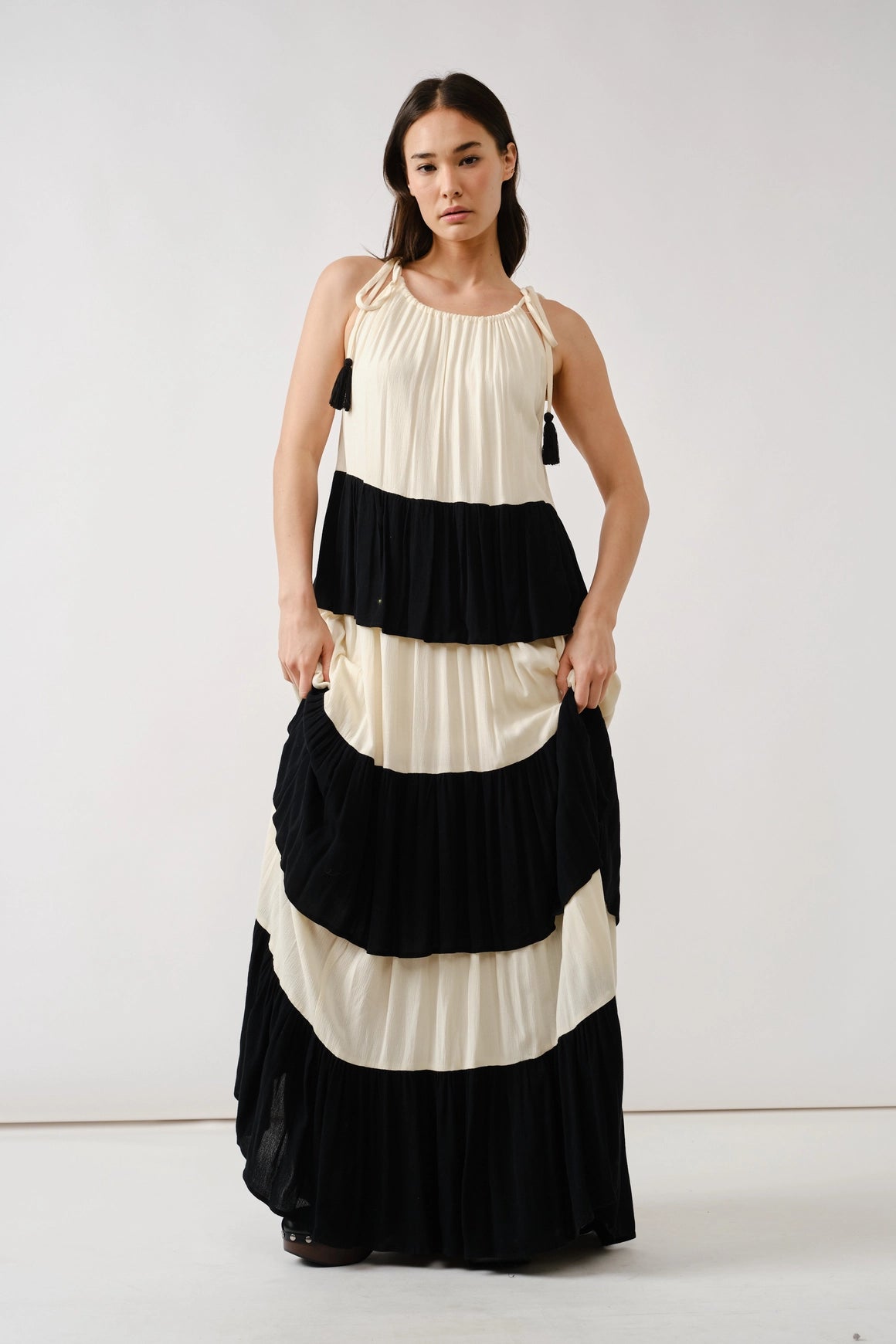 Color Block Tiered Maxi Dress