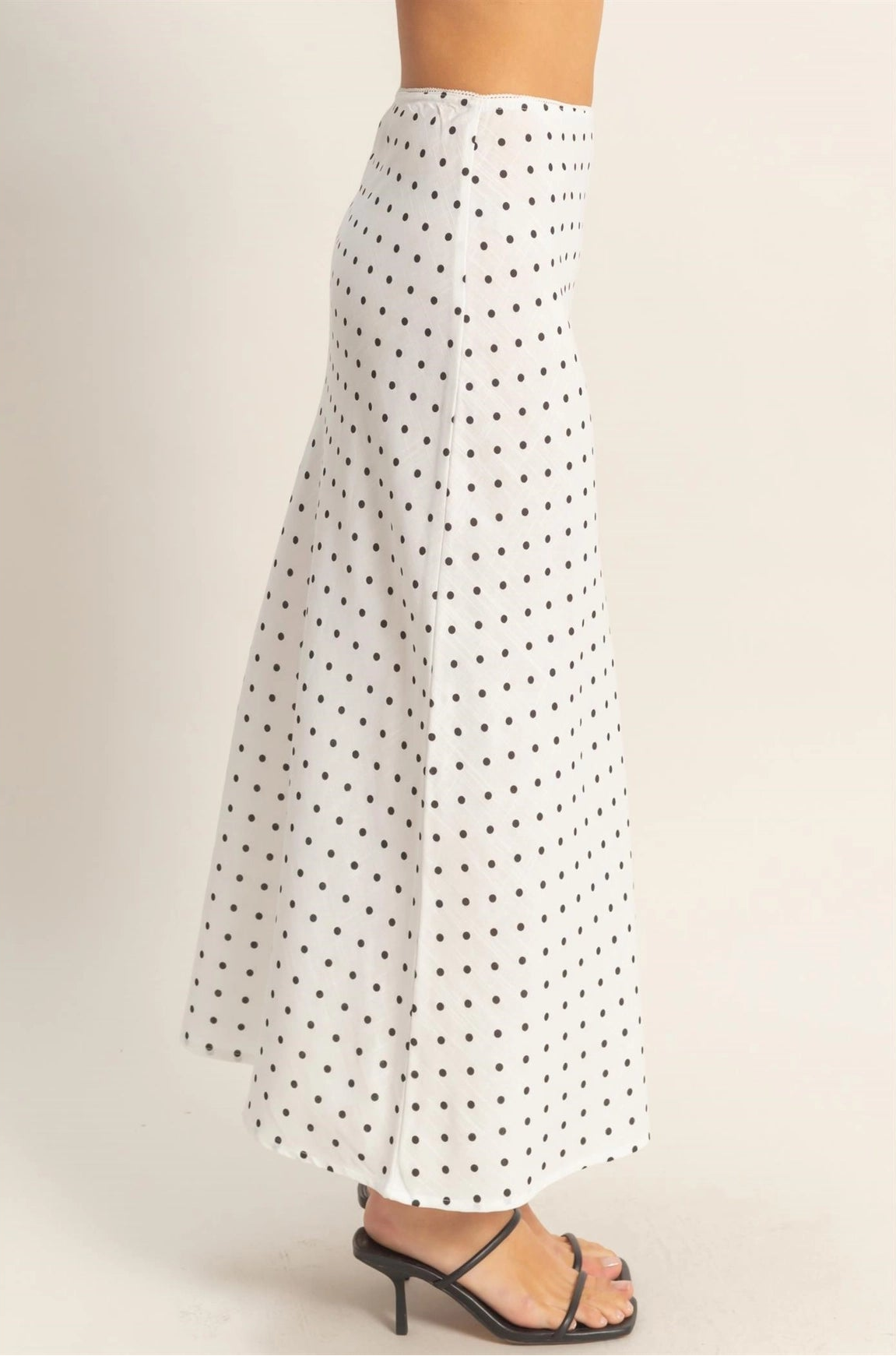 Polka Dot A-Line Maxi Skirt - White