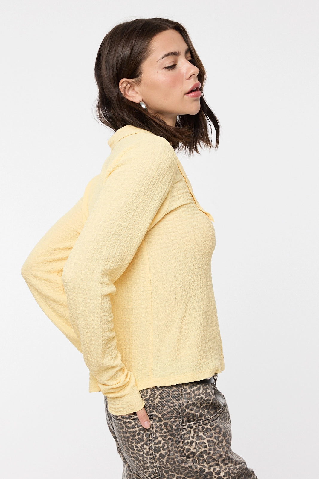 Textured Button Up Knit Top - Daisy