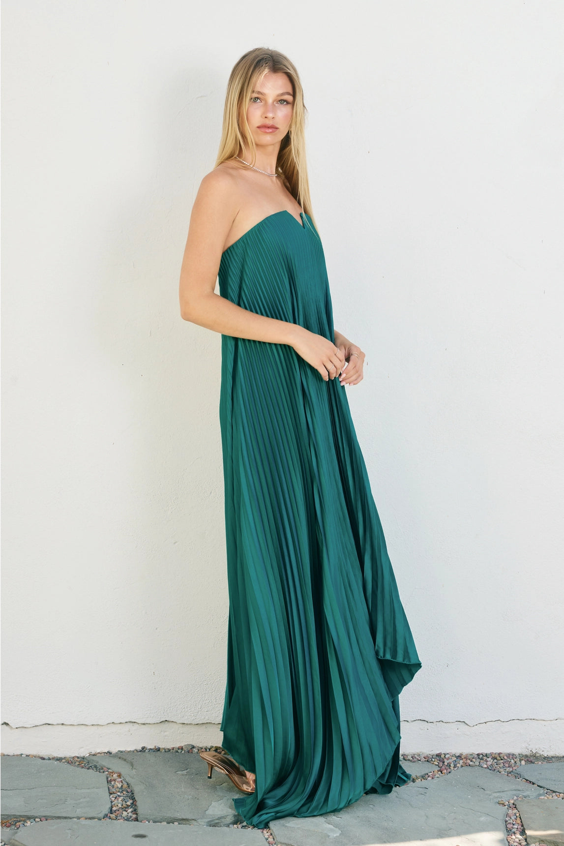 Moonglade Pleated Maxi Dress - Emerald
