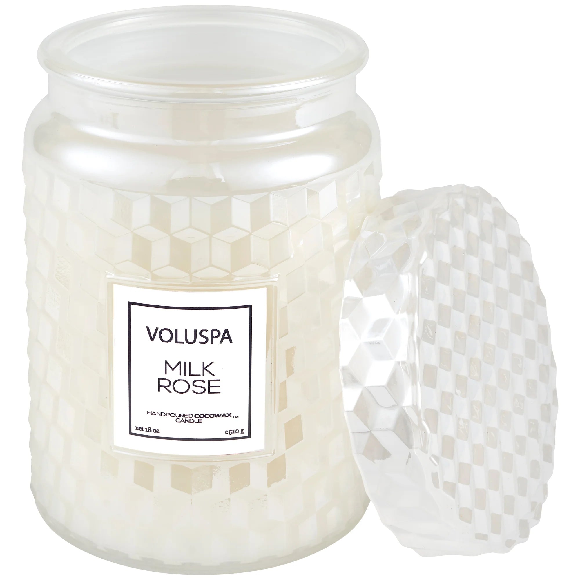 Voluspa Large Glass Jar Candle - 18 oz - Milk Rose