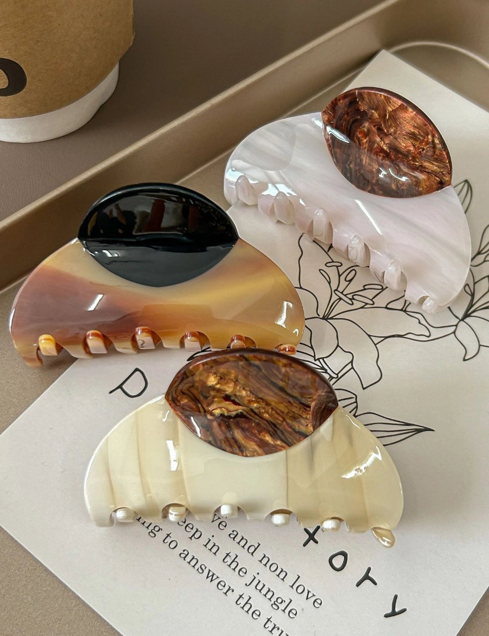 Vintage Hair Clips - Coffee