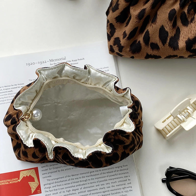 Vintage Leopard Print Cosmetic Bag - Small