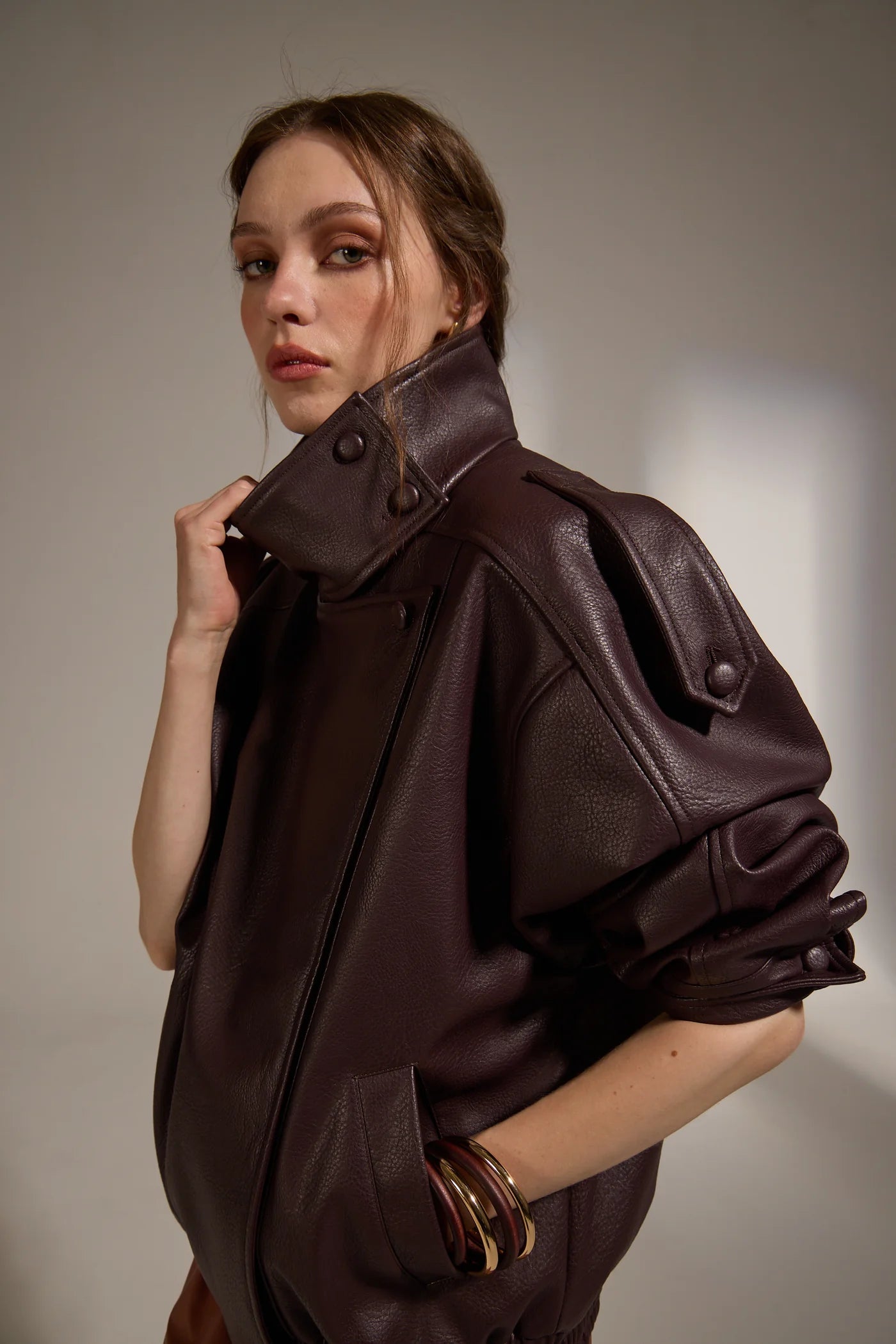 Misti Vegan Leather Jacket - Bordeaux