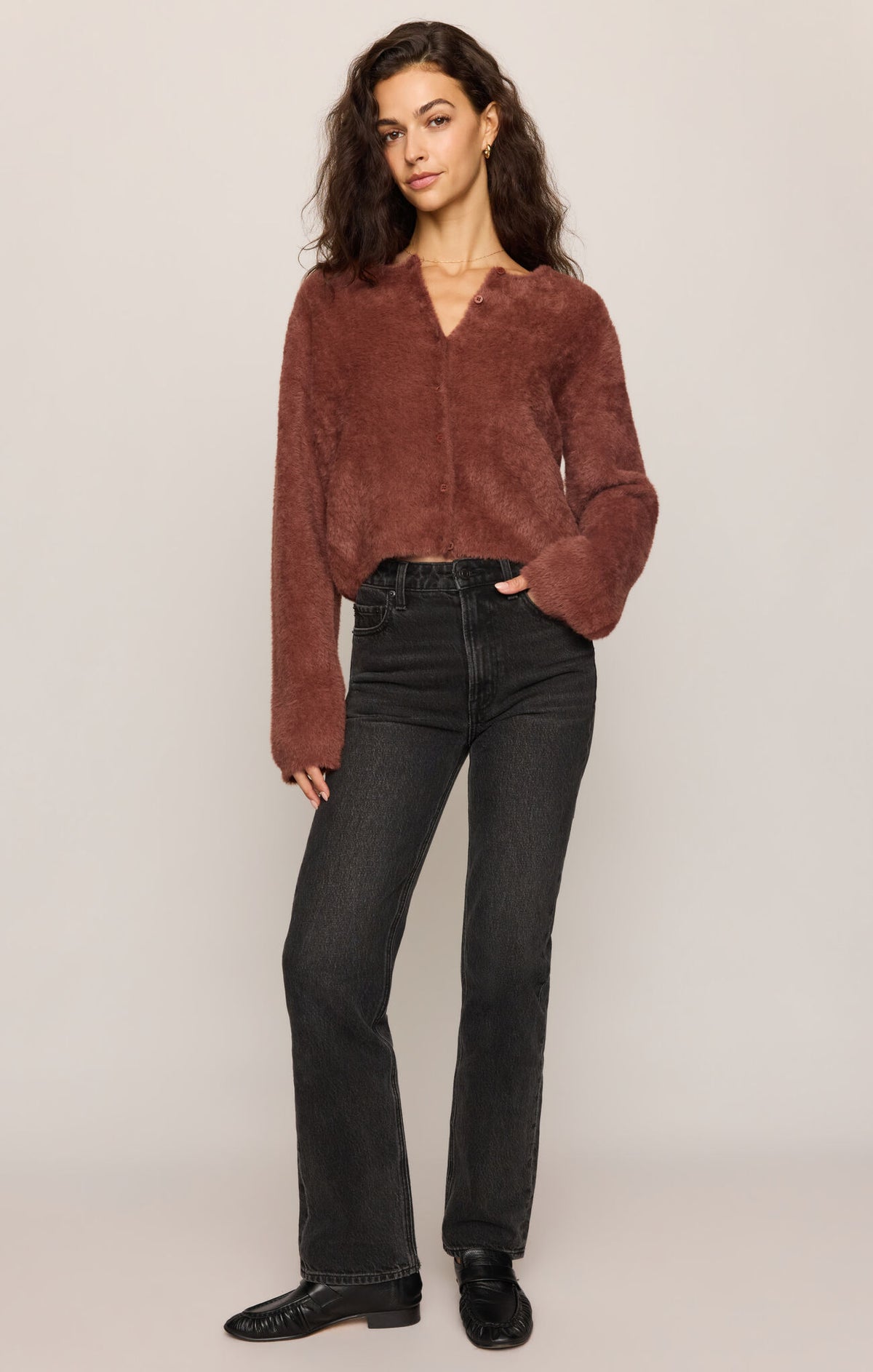 Z Supply - Winterglow Fluffy Cardigan - Dark Rosewood