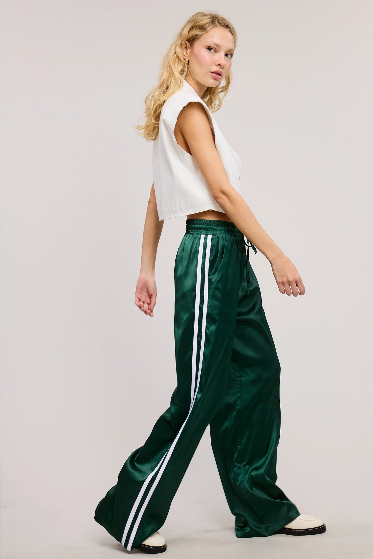 Satin Track Pants - Hunter Green