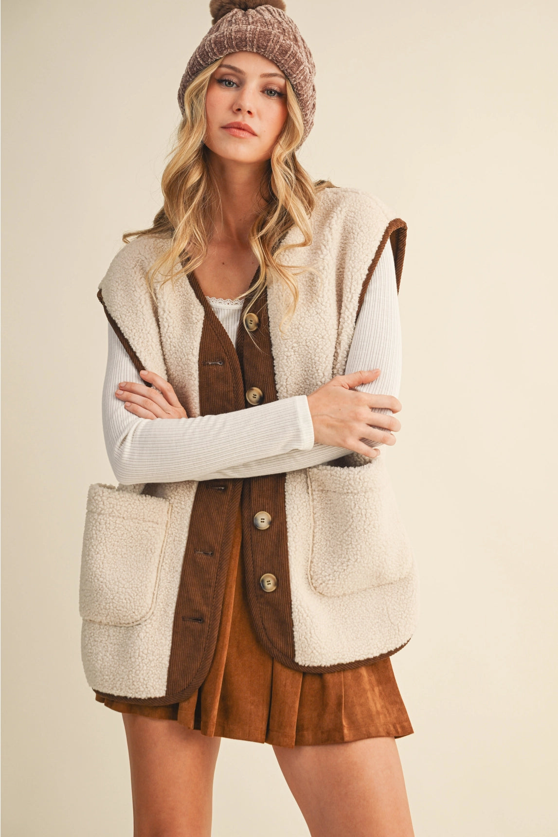 Teddy Vest - Cream