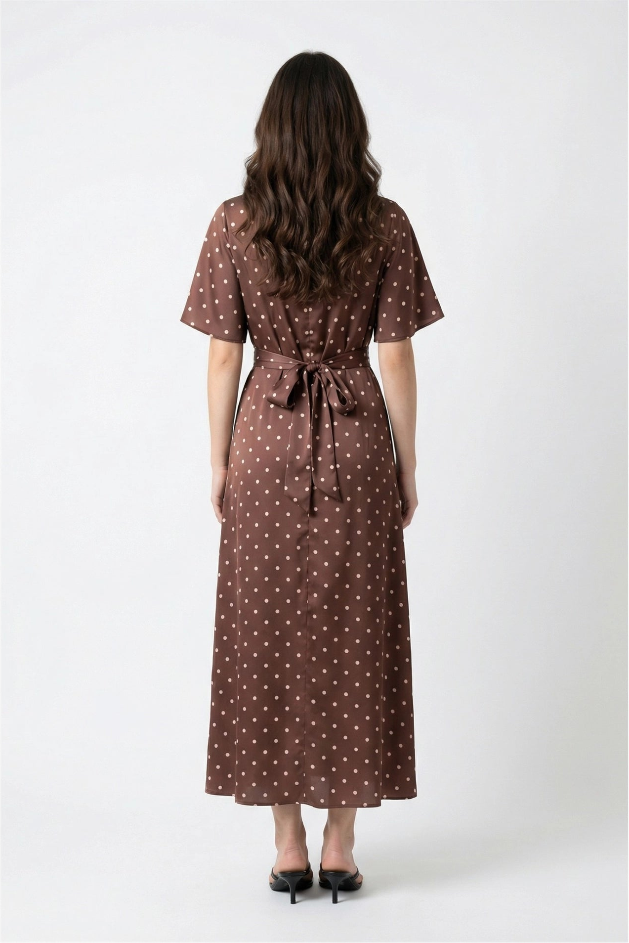 Boat Neck Polka Dot Midi Dress