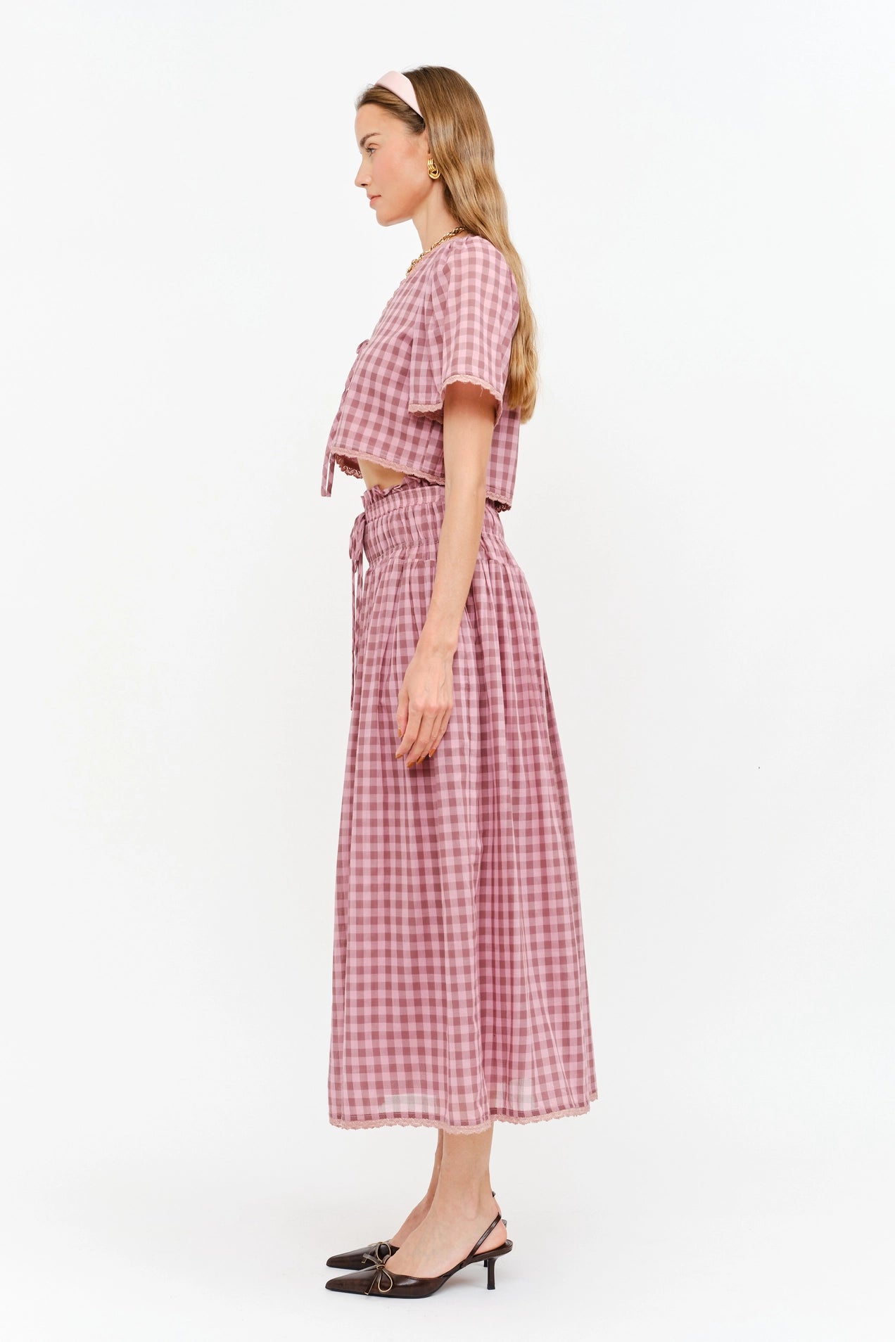Amelie Skirt - Mauve Gingham