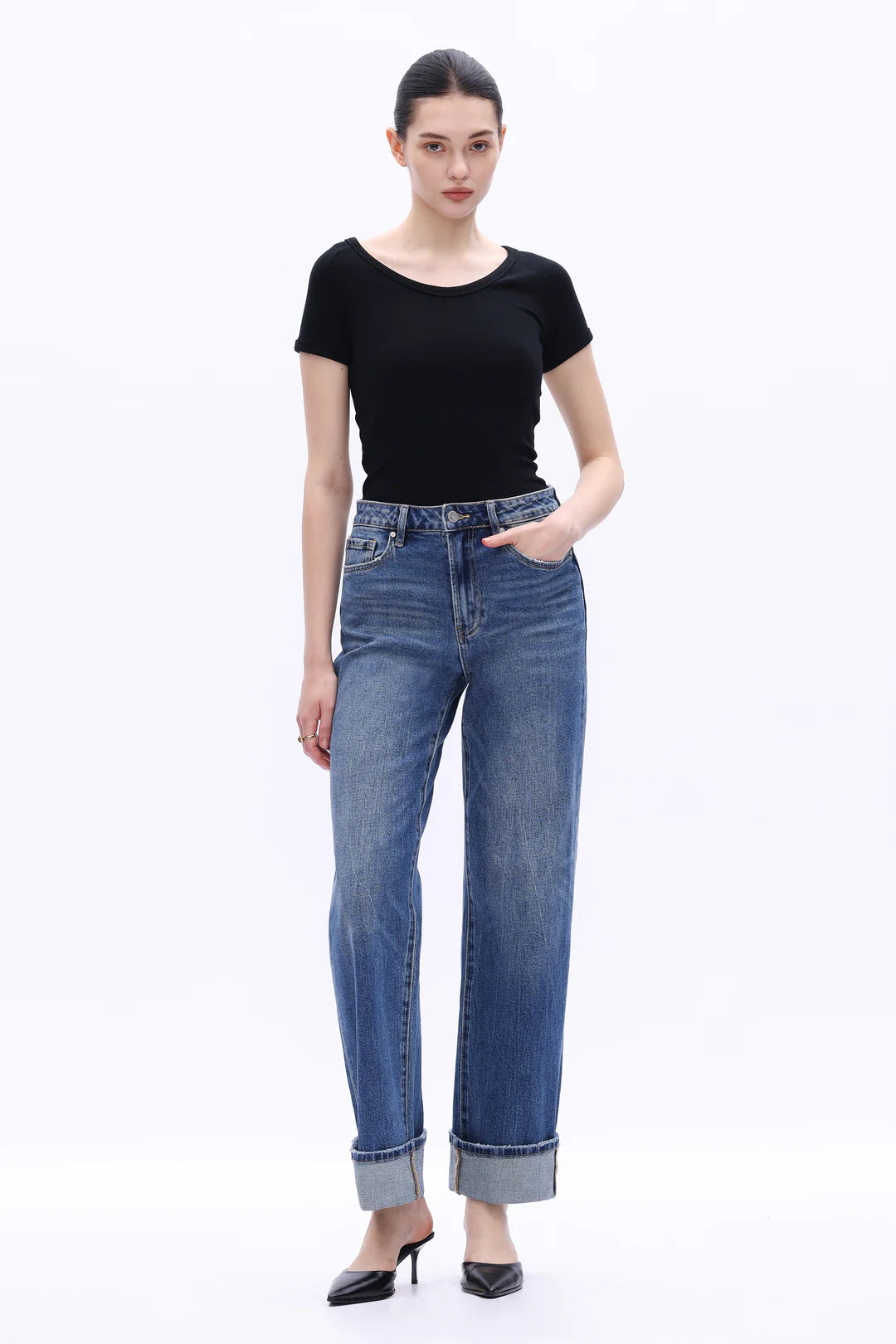 High Rise Straight Leg Jeans - Retro Dark Blue