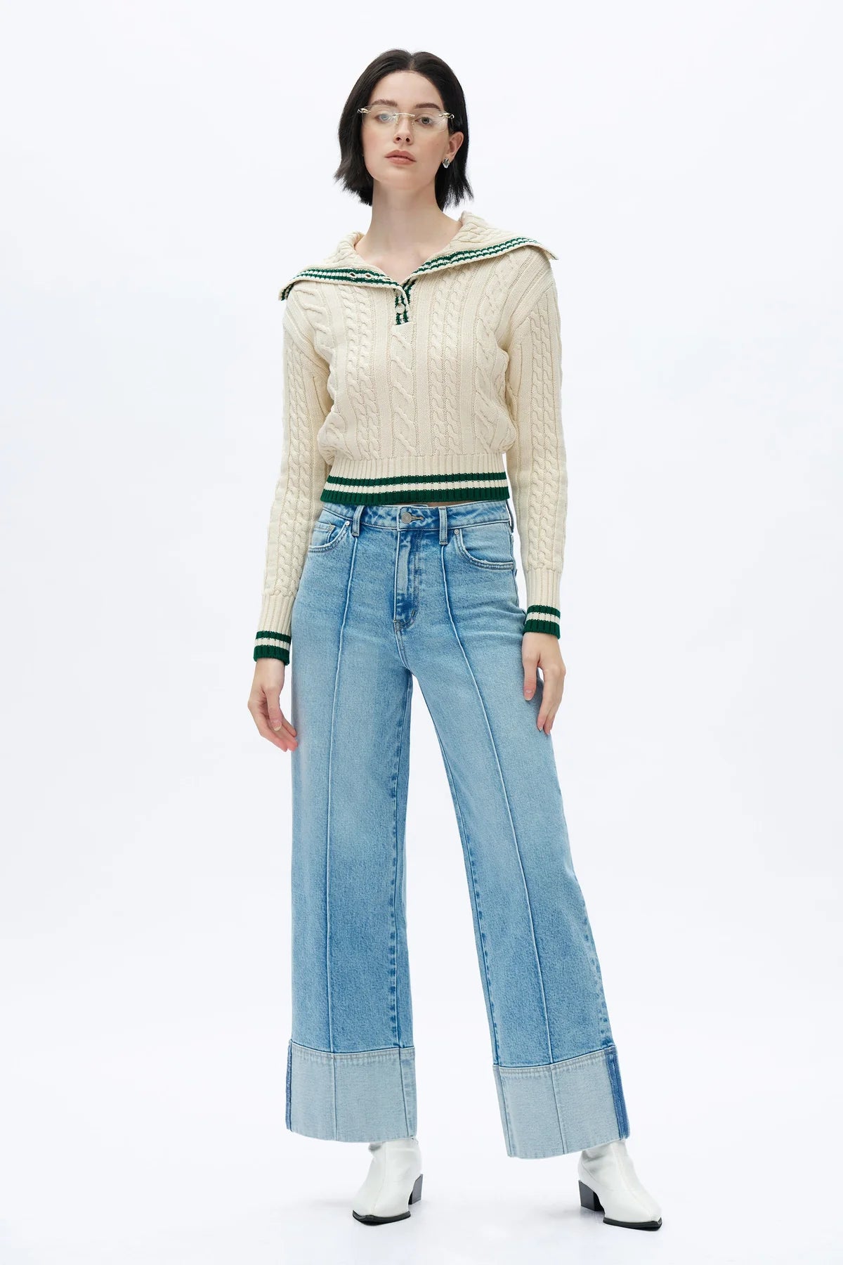 High Rise Wide Leg Jeans - Light Blue