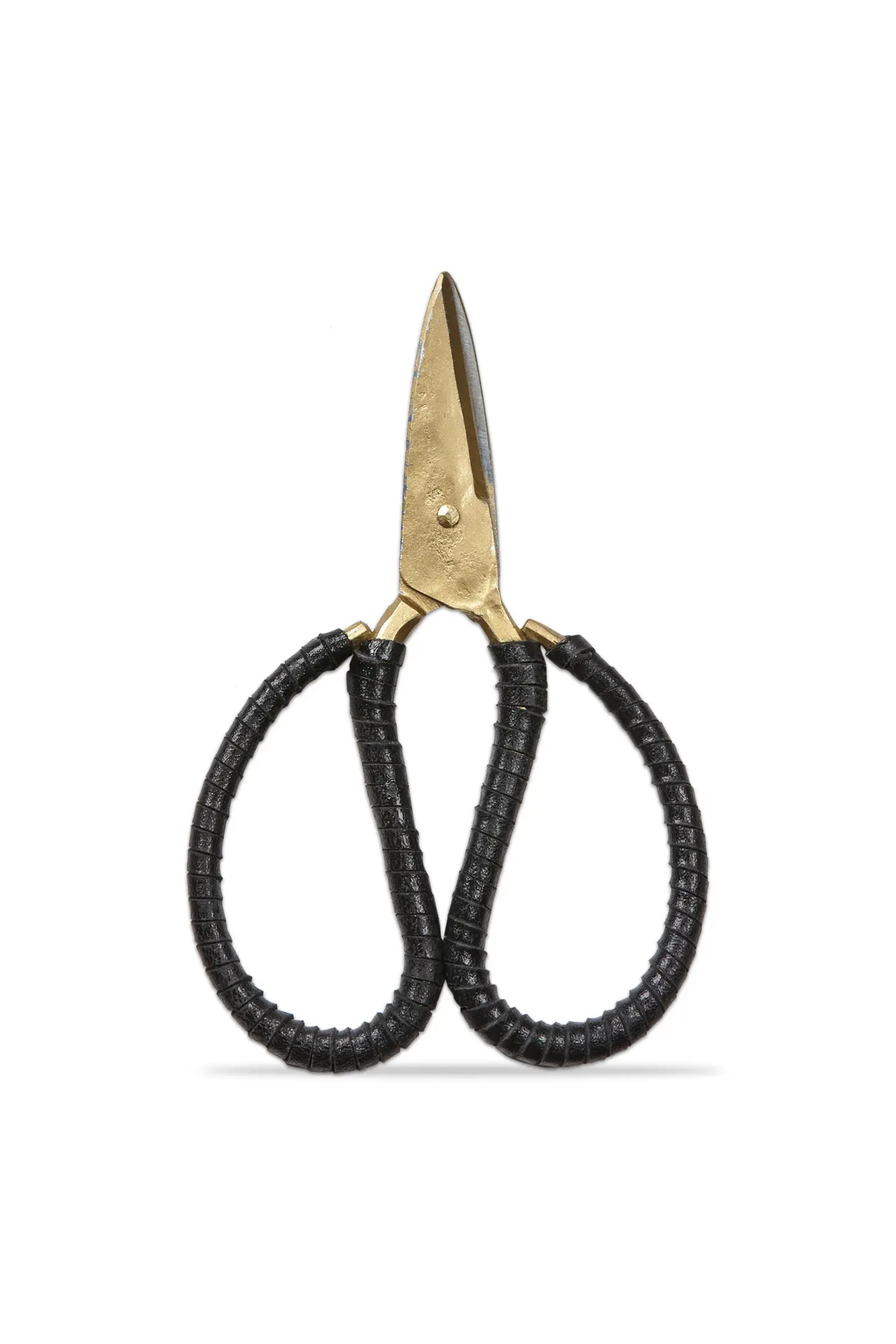 Leather Wrapped Forged Iron Scissors - Black