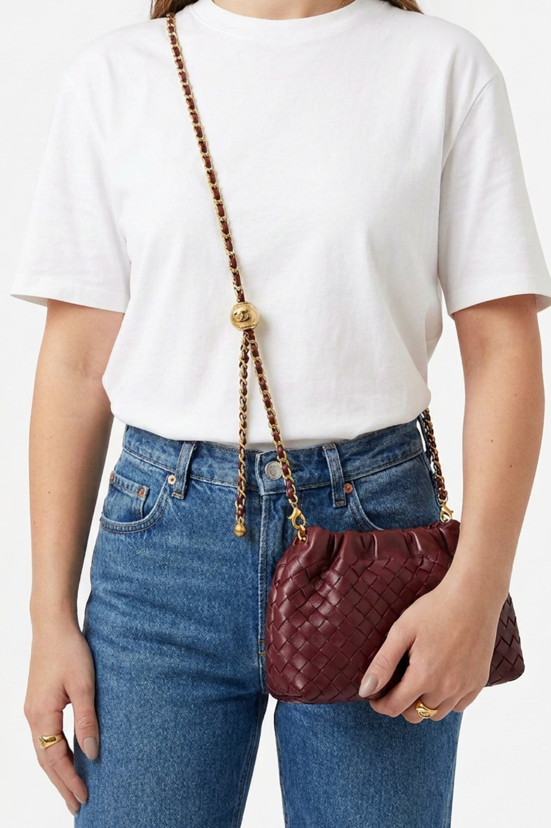 Cloud Woven Shoulder Bag - Wine