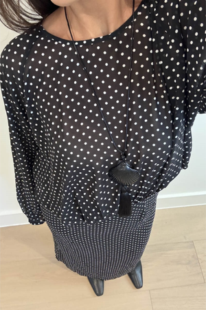 Sheer Polka Dot Printed Maxi Dress