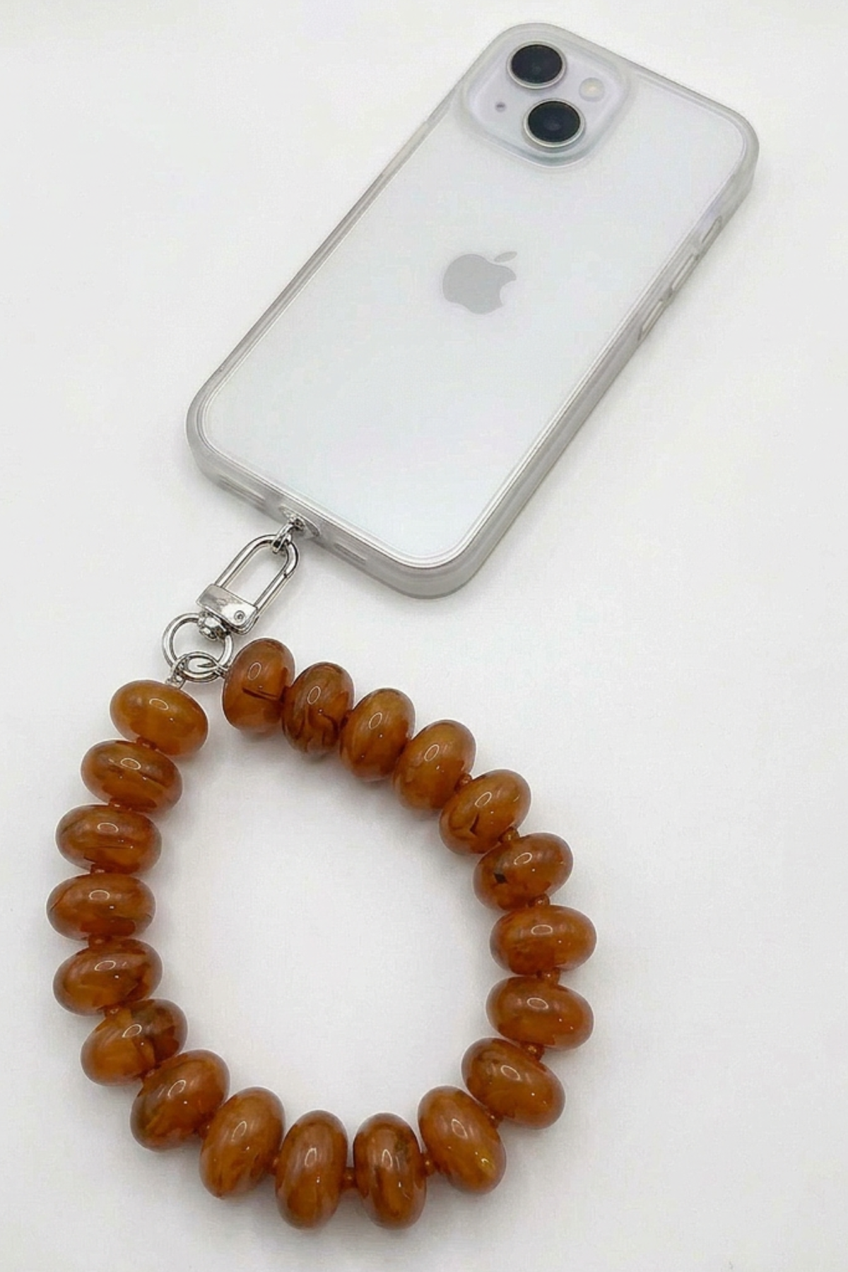 Rondelle Beaded Phone Chain — Amber