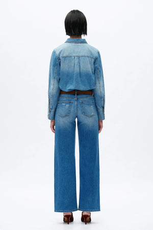 Low Rise Wide Leg Jeans - Medium Blue