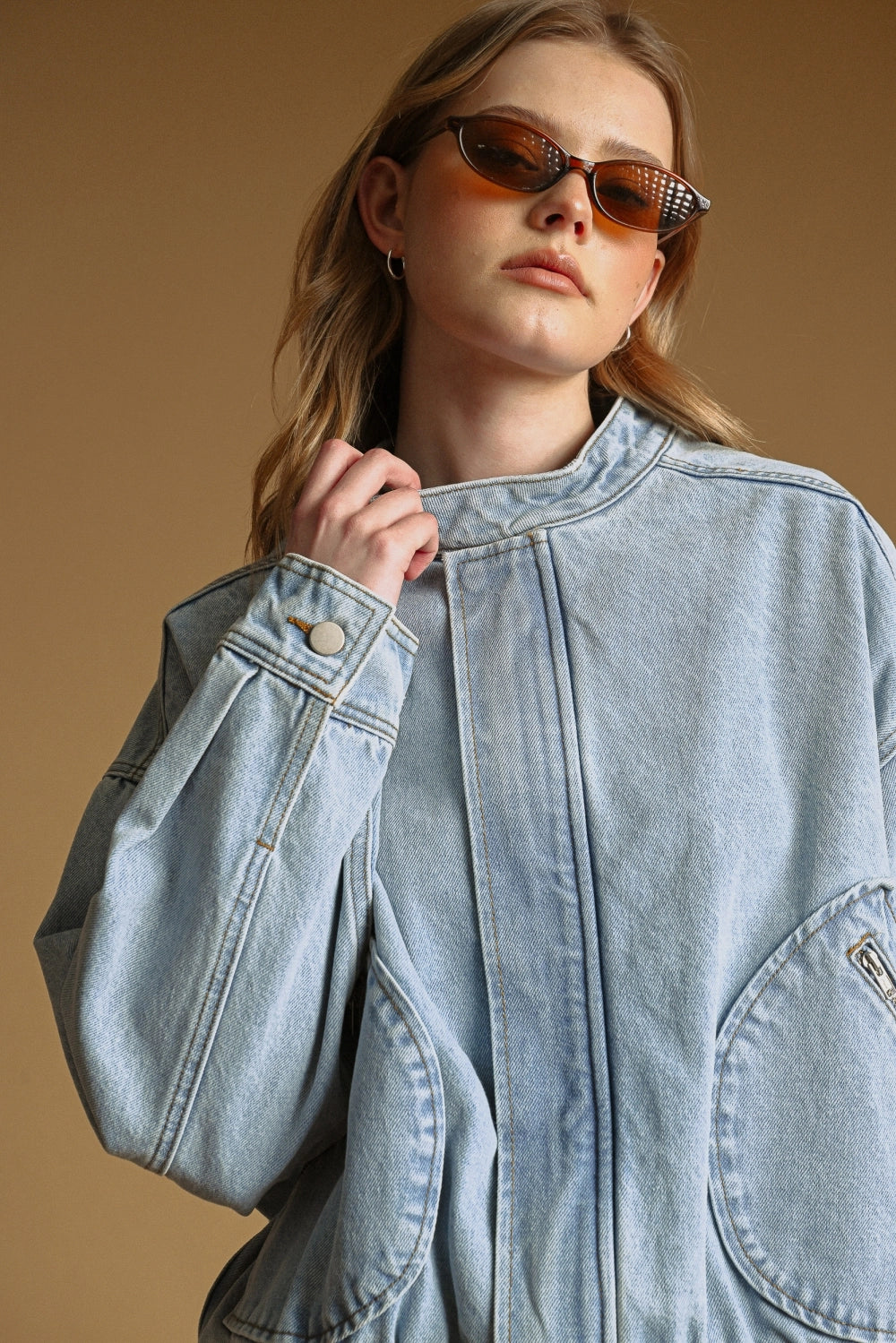 Washed Denim Bomber Jacket