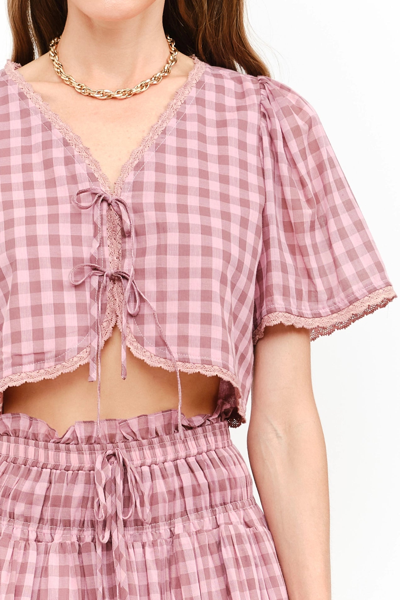 Amelie Top - Mauve Gingham