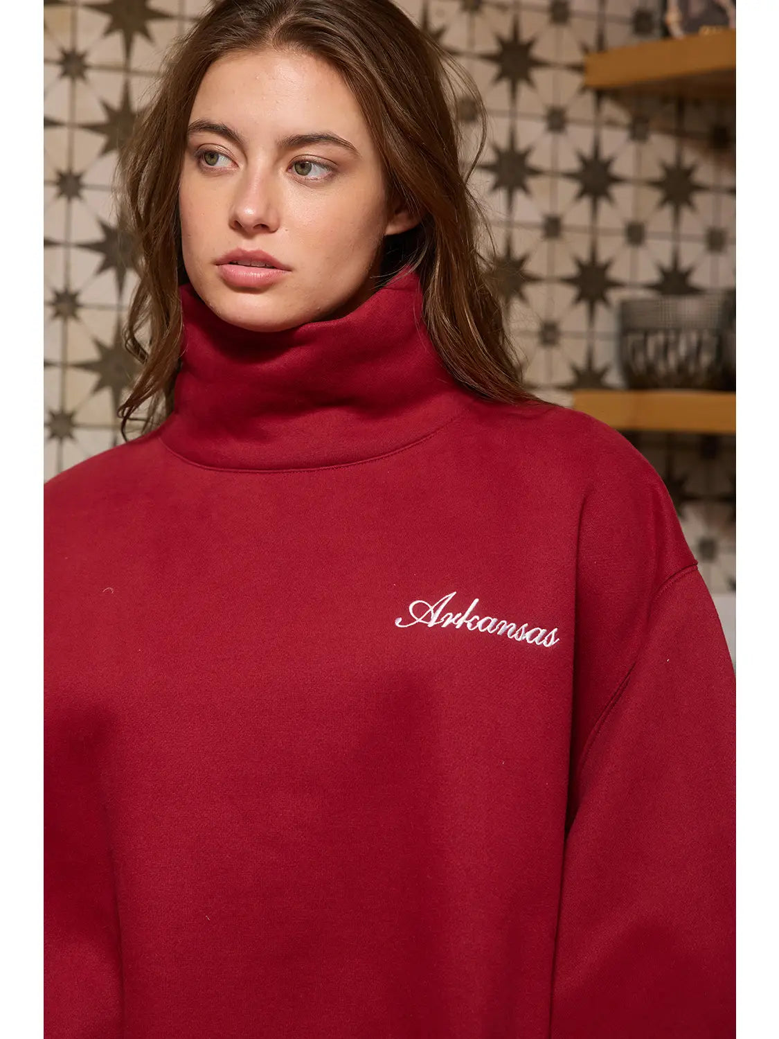 Arkansas Script Mock Neck Sweatshirt
