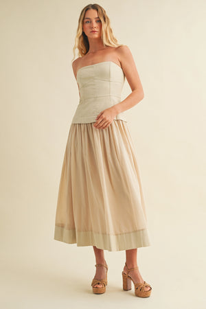 Corset Lined Strapless Dress - Ecru