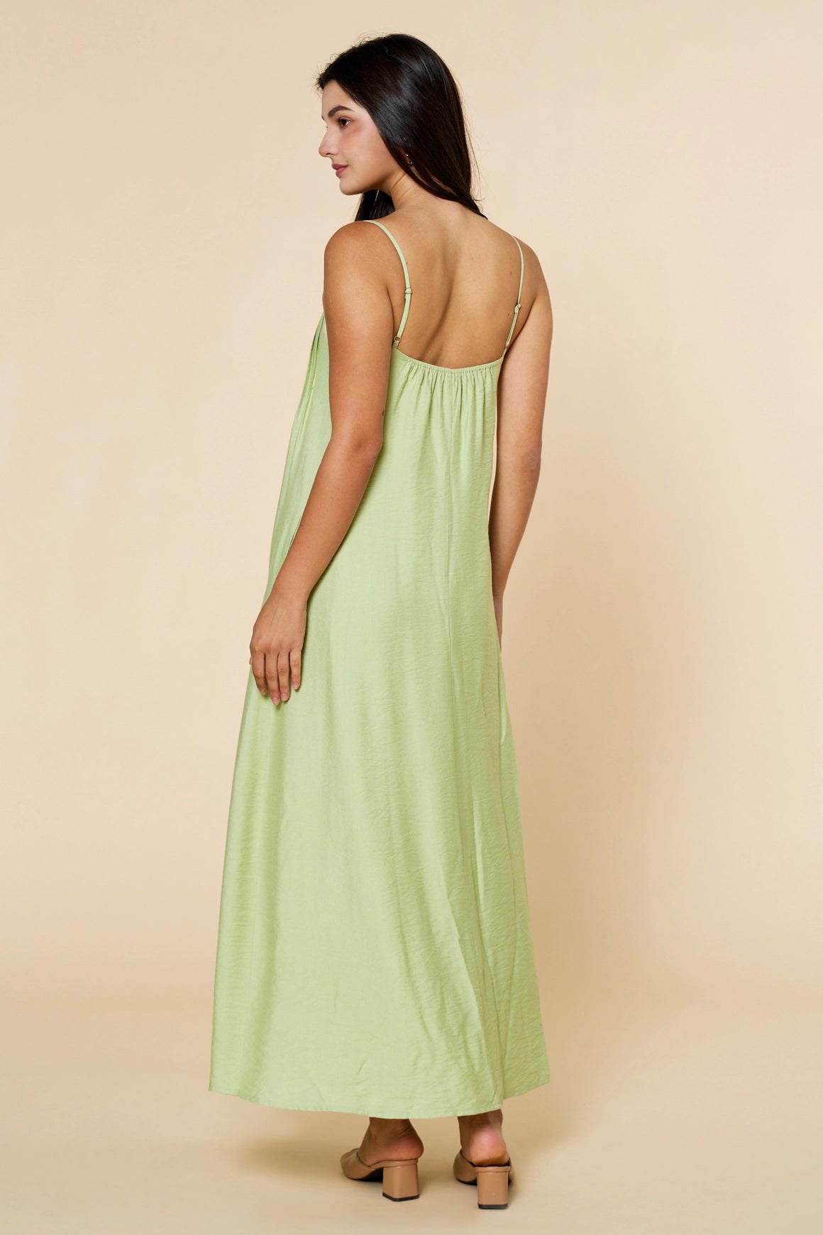 Pleated Maxi Dress - Lime
