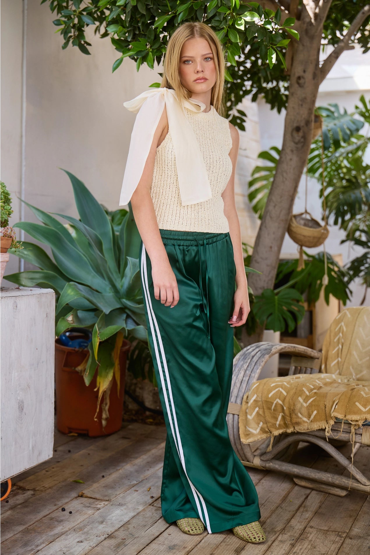 Satin Track Pants - Hunter Green