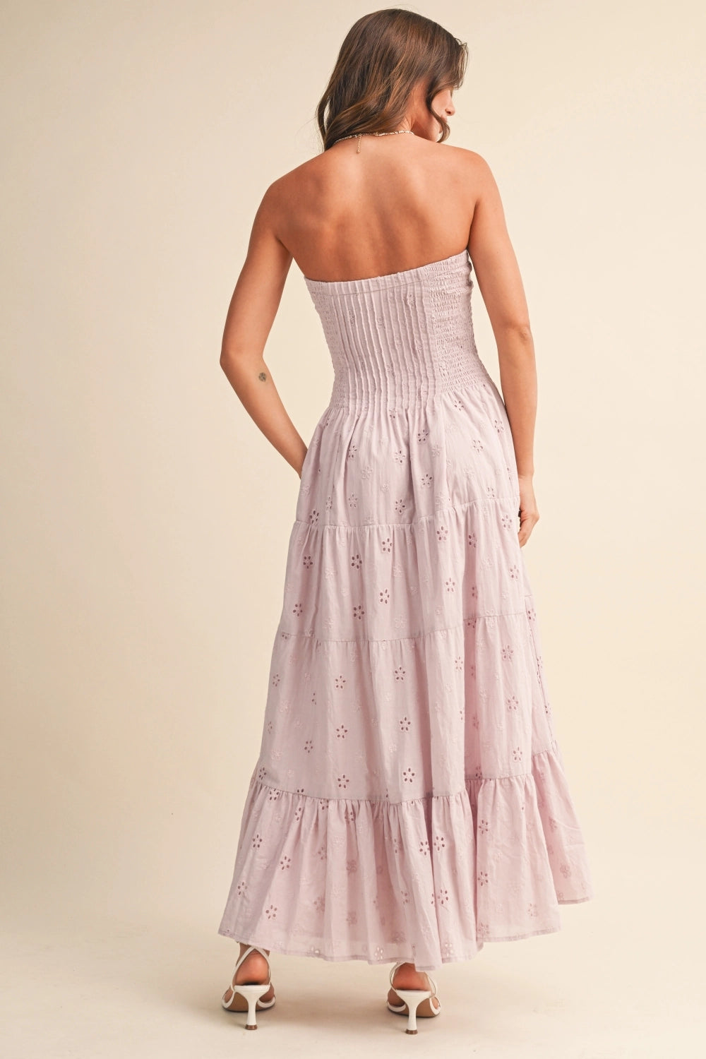 Summer Lace Midi Dress - Light Pink
