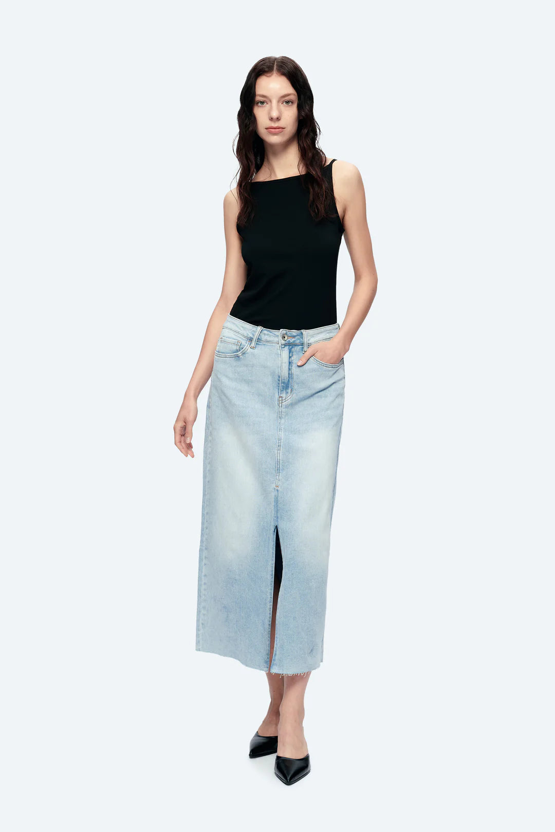 Denim Midi Skirt