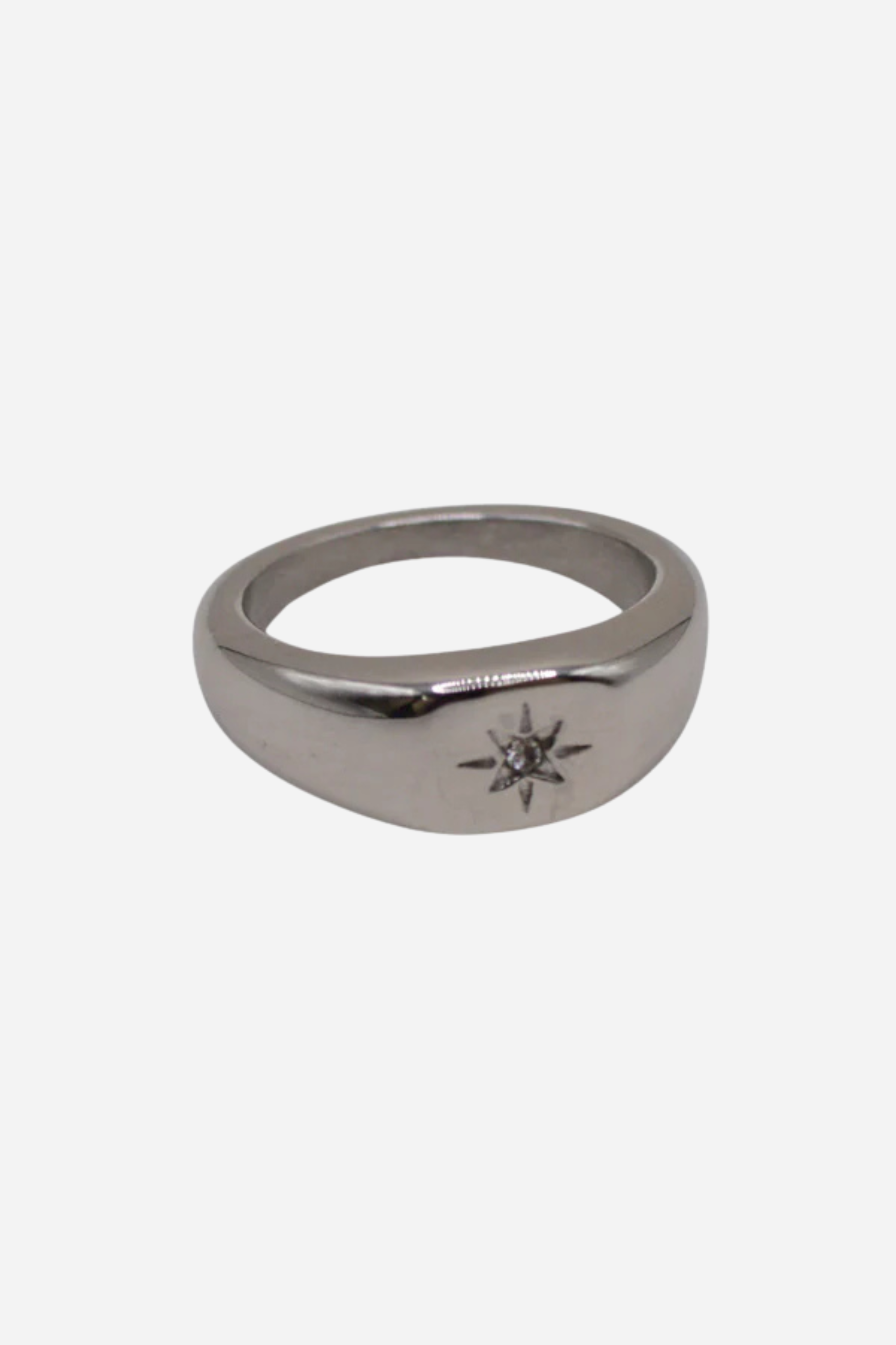 18K Lone Star Signet Ring - Silver