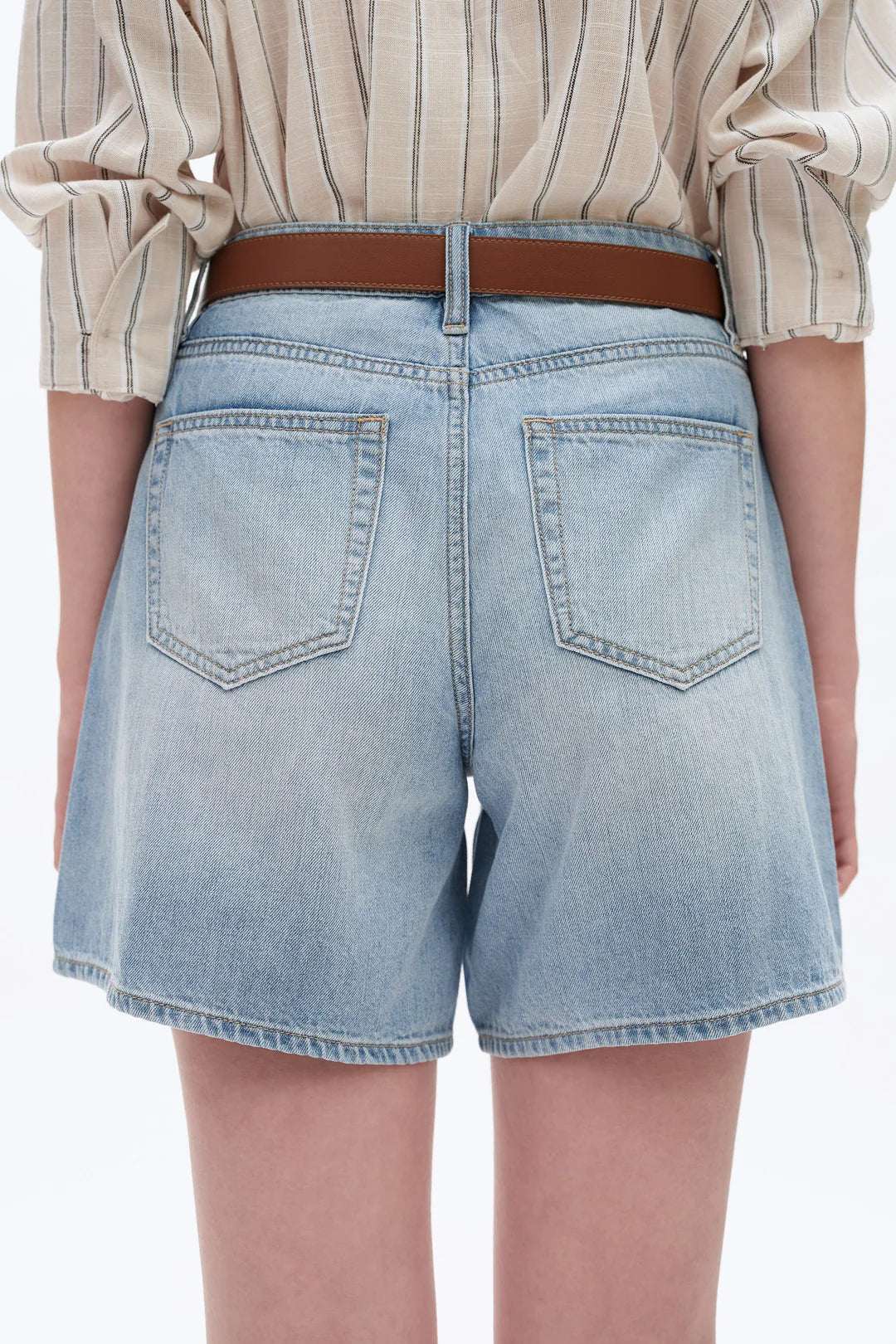 Mid Rise Denim Shorts - Light Blue