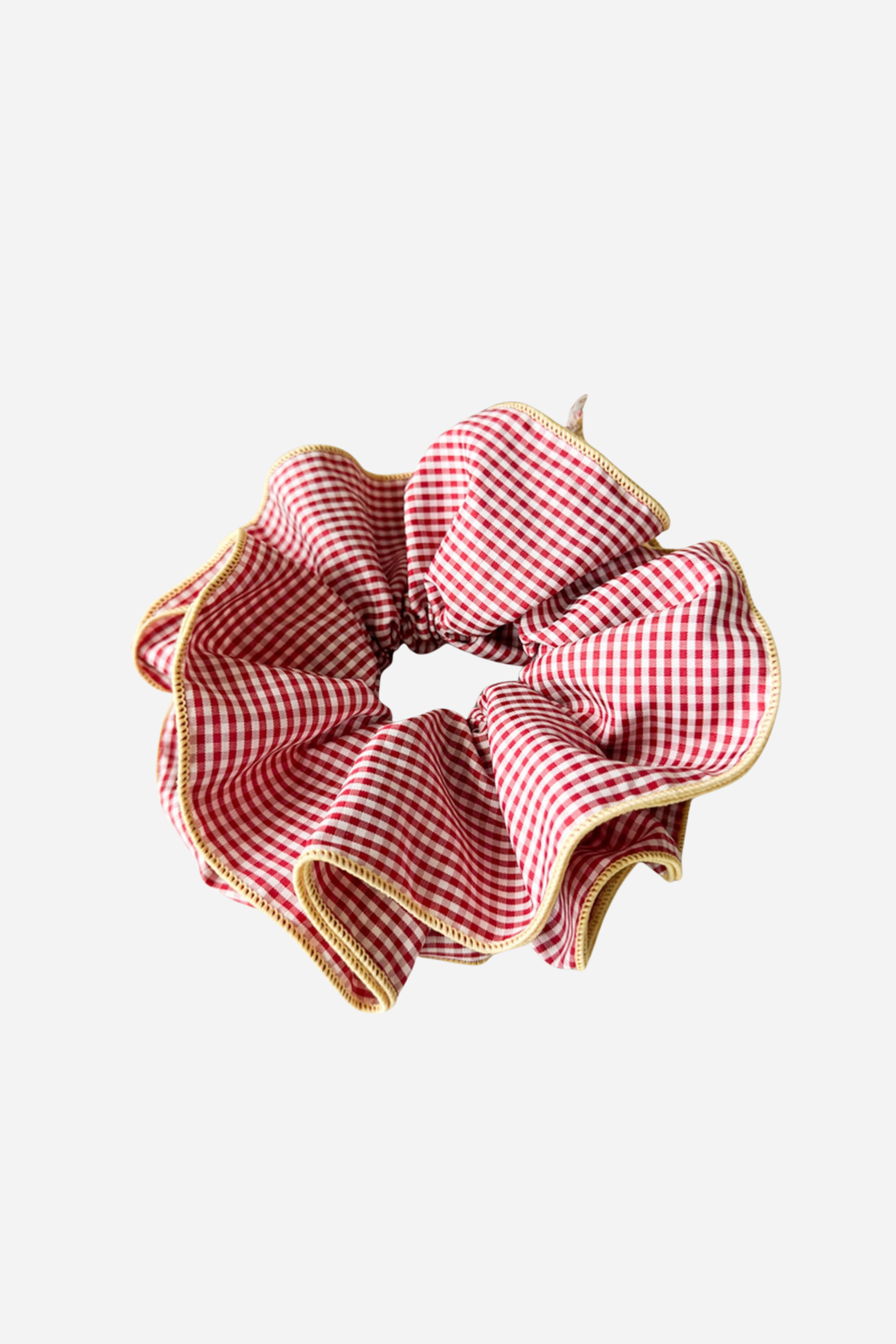 Plaid Ruffled Scrunchie - Red