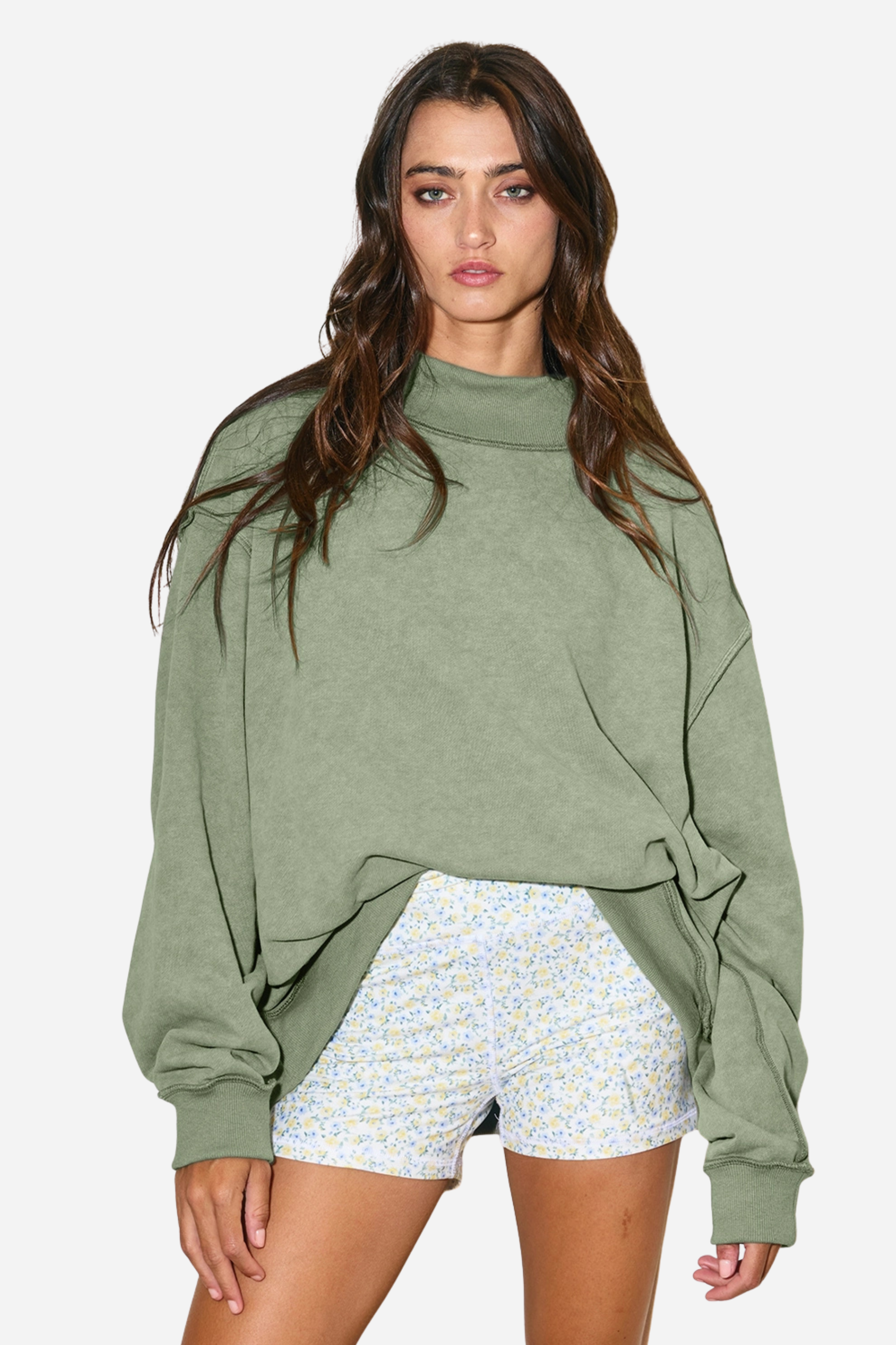 Vintage Wash Mock Neck Sweatshirt - Sage