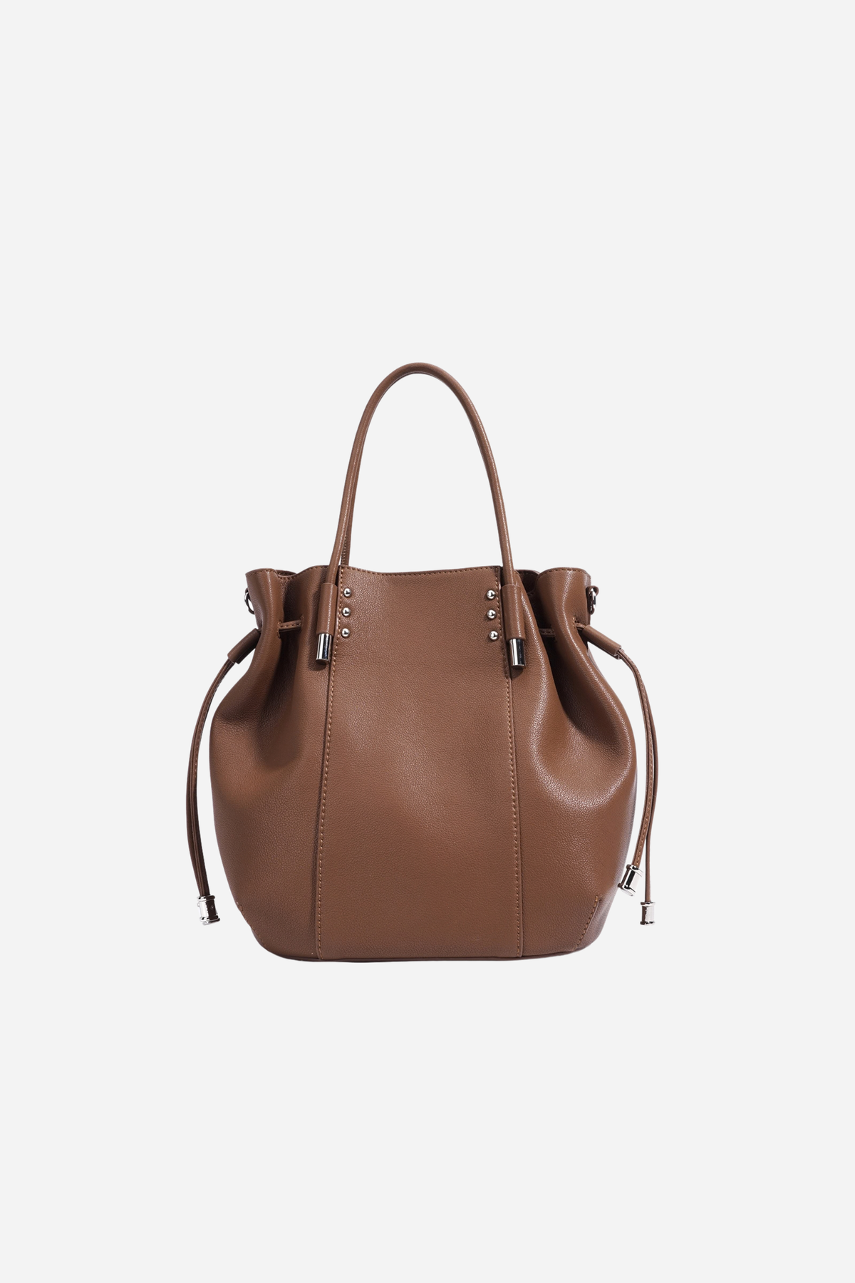 Drawstring Leather Bucket Bag