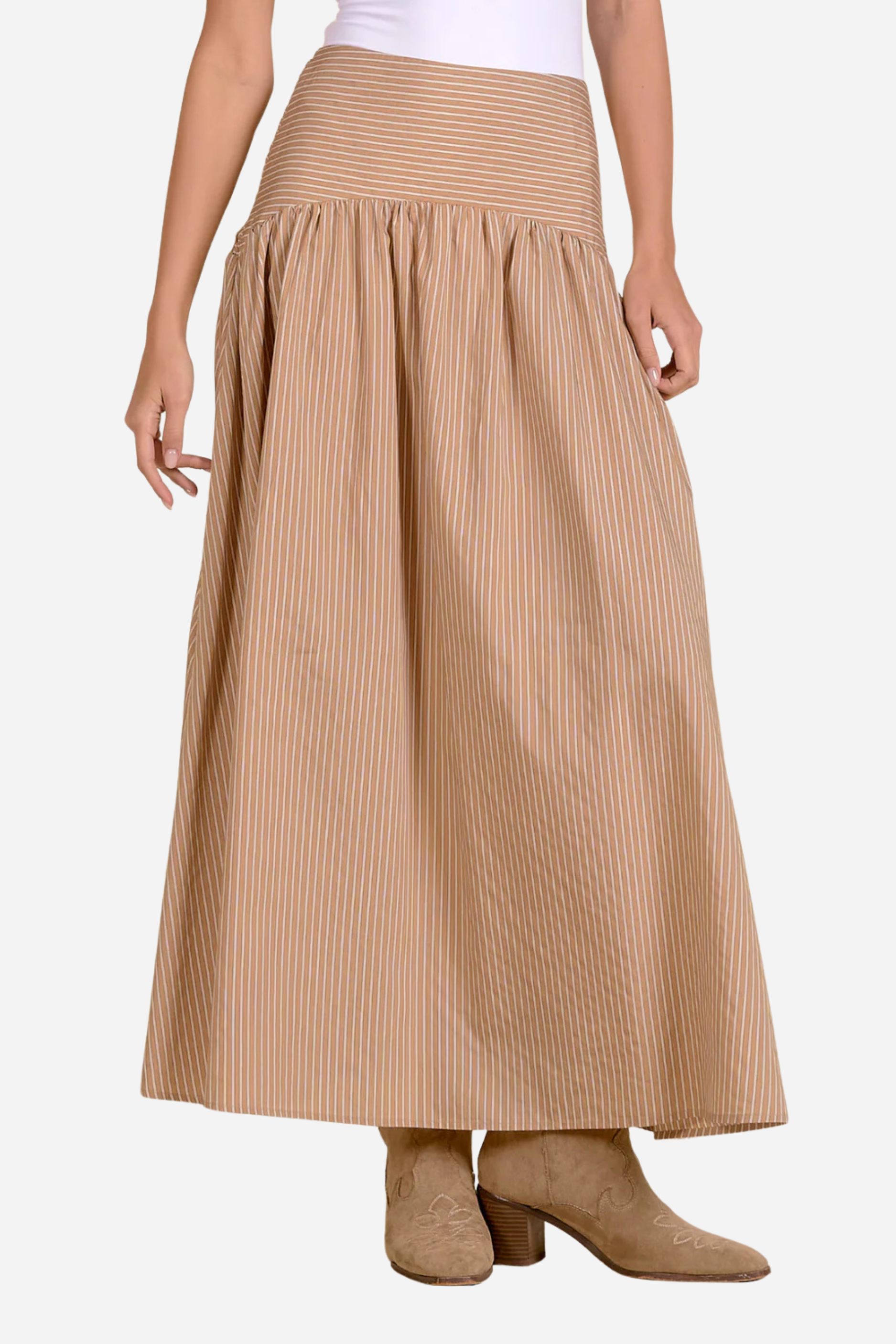 Claudia Maxi Skirt - Tan Stripe
